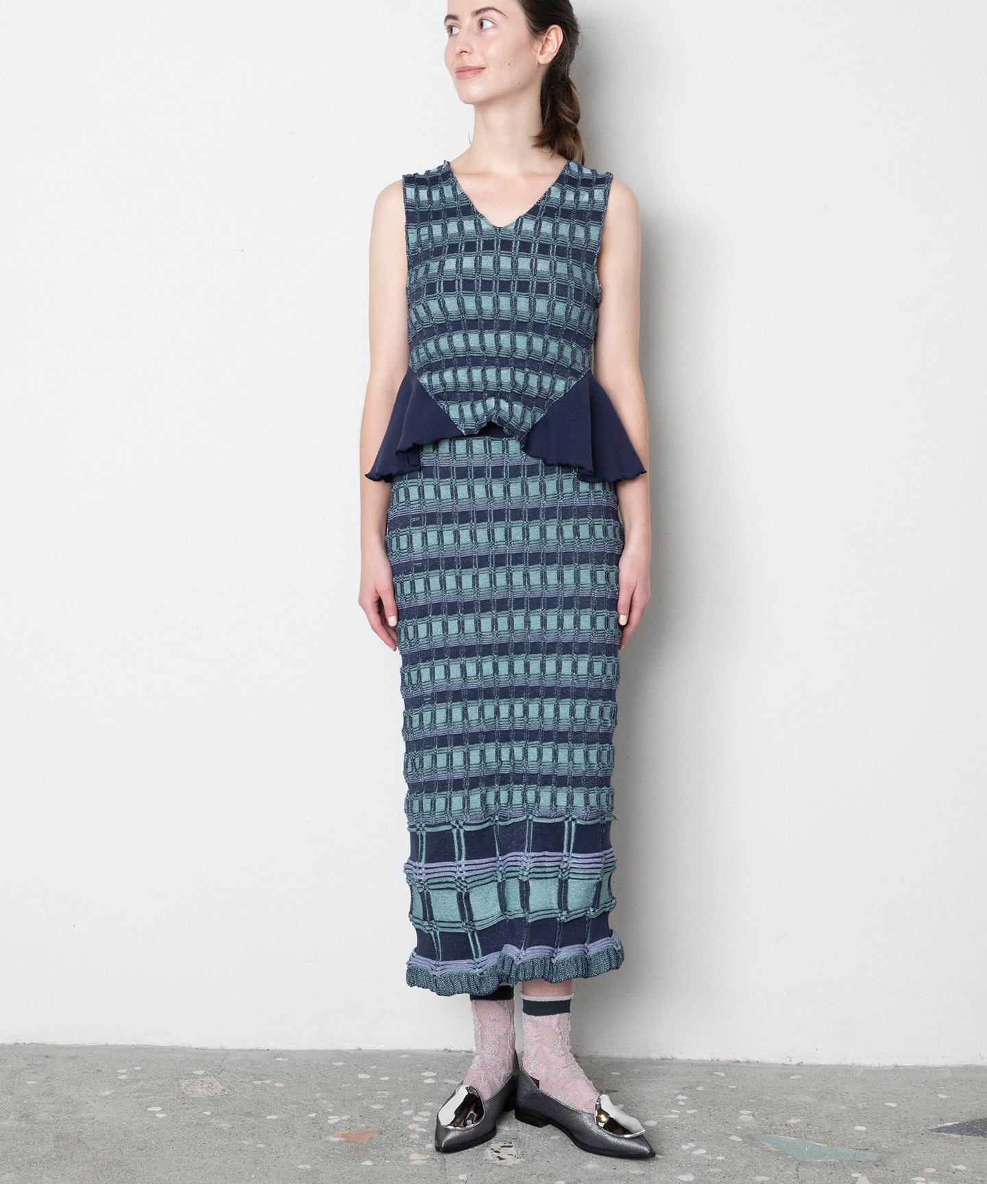 BUMPY CHECK KNIT TOPS