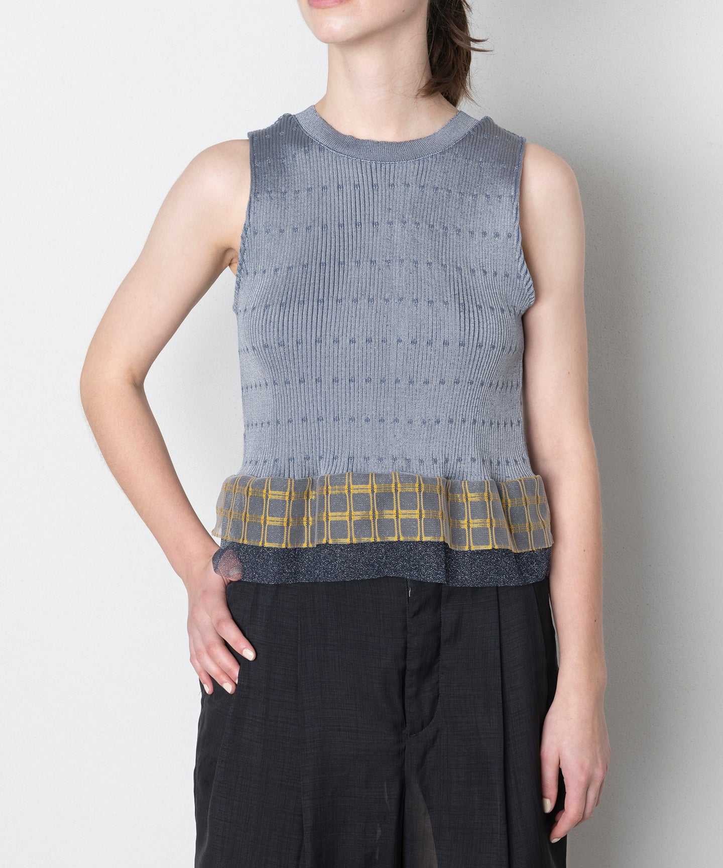 RIB SLEEVELESS KNIT TOPS