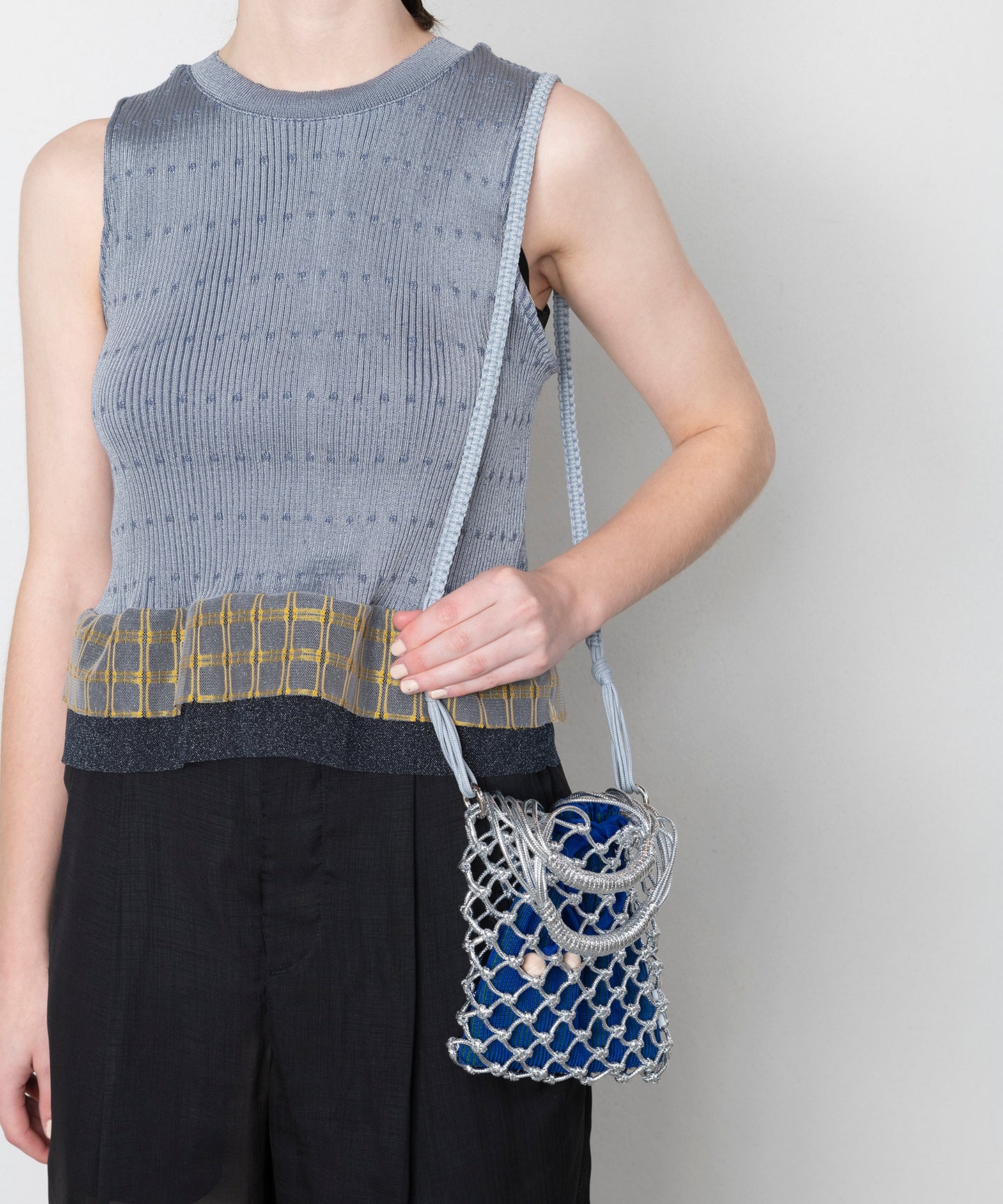 MACRAME SILVER SHOULDER BAG with pouch