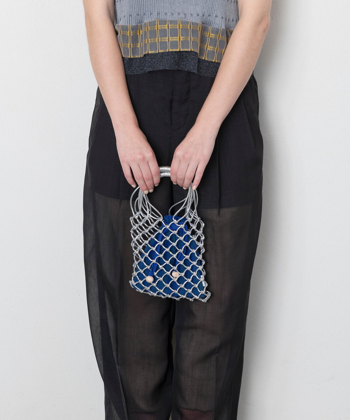 MACRAME SILVER SHOULDER BAG with pouch