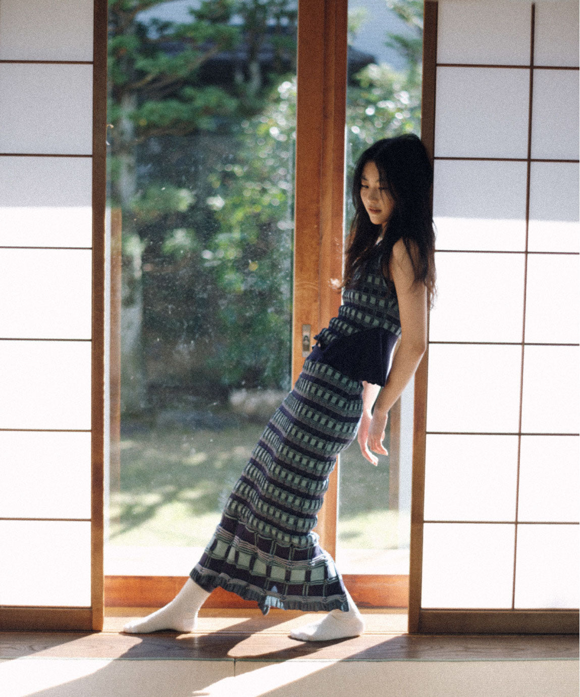 BUMPY CHECK KNIT SKIRT