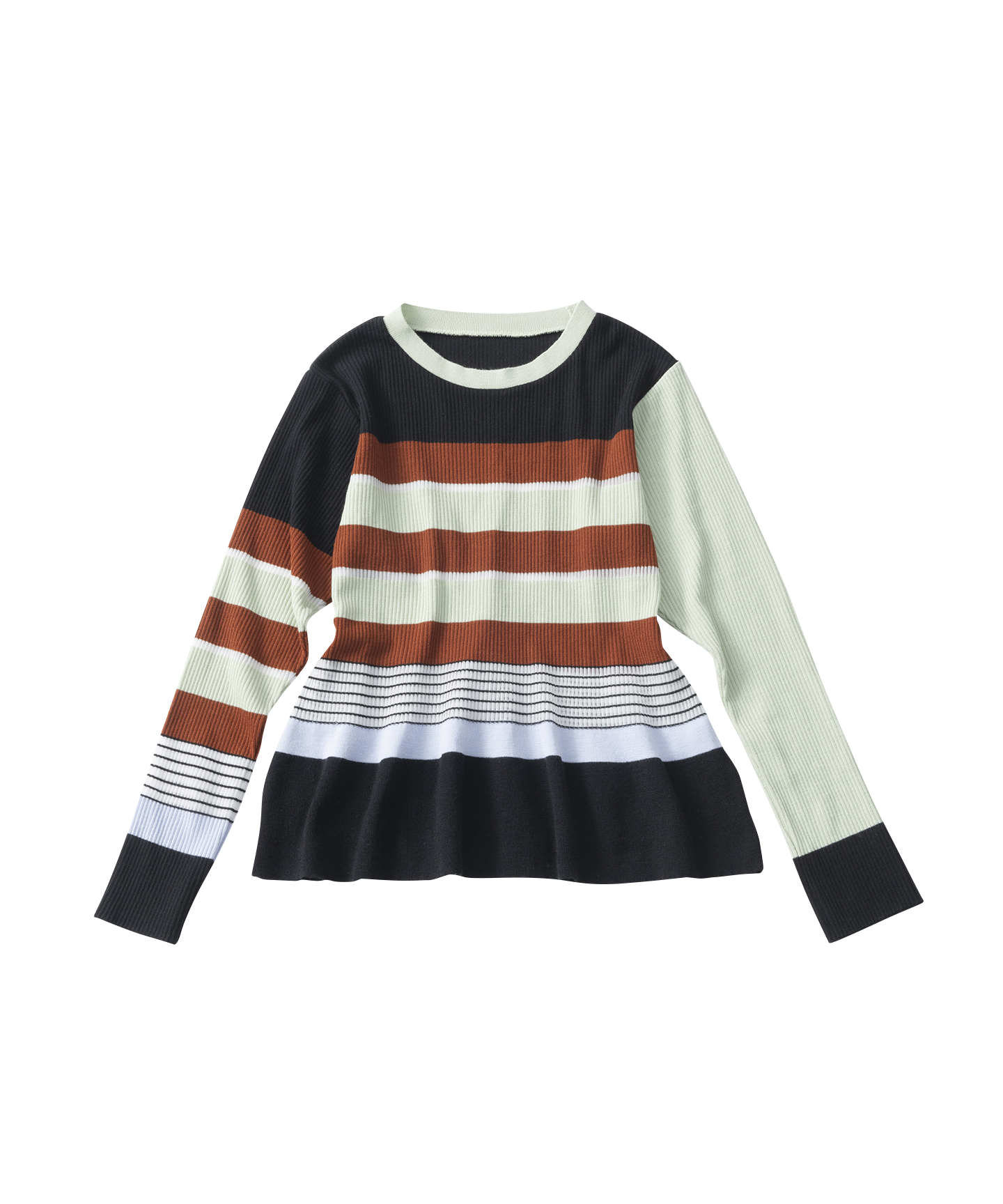 STRIPED RIB KNIT SWEATER