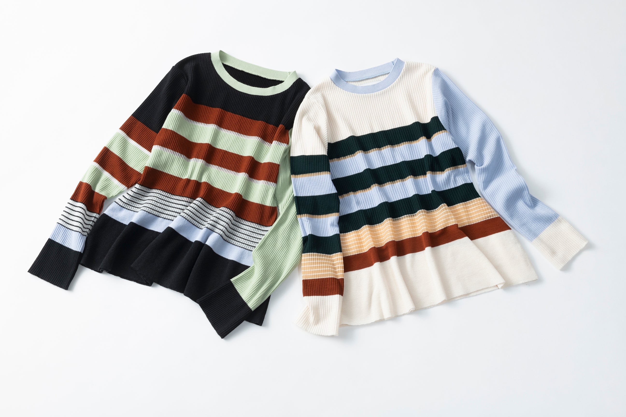 STRIPED RIB KNIT SWEATER