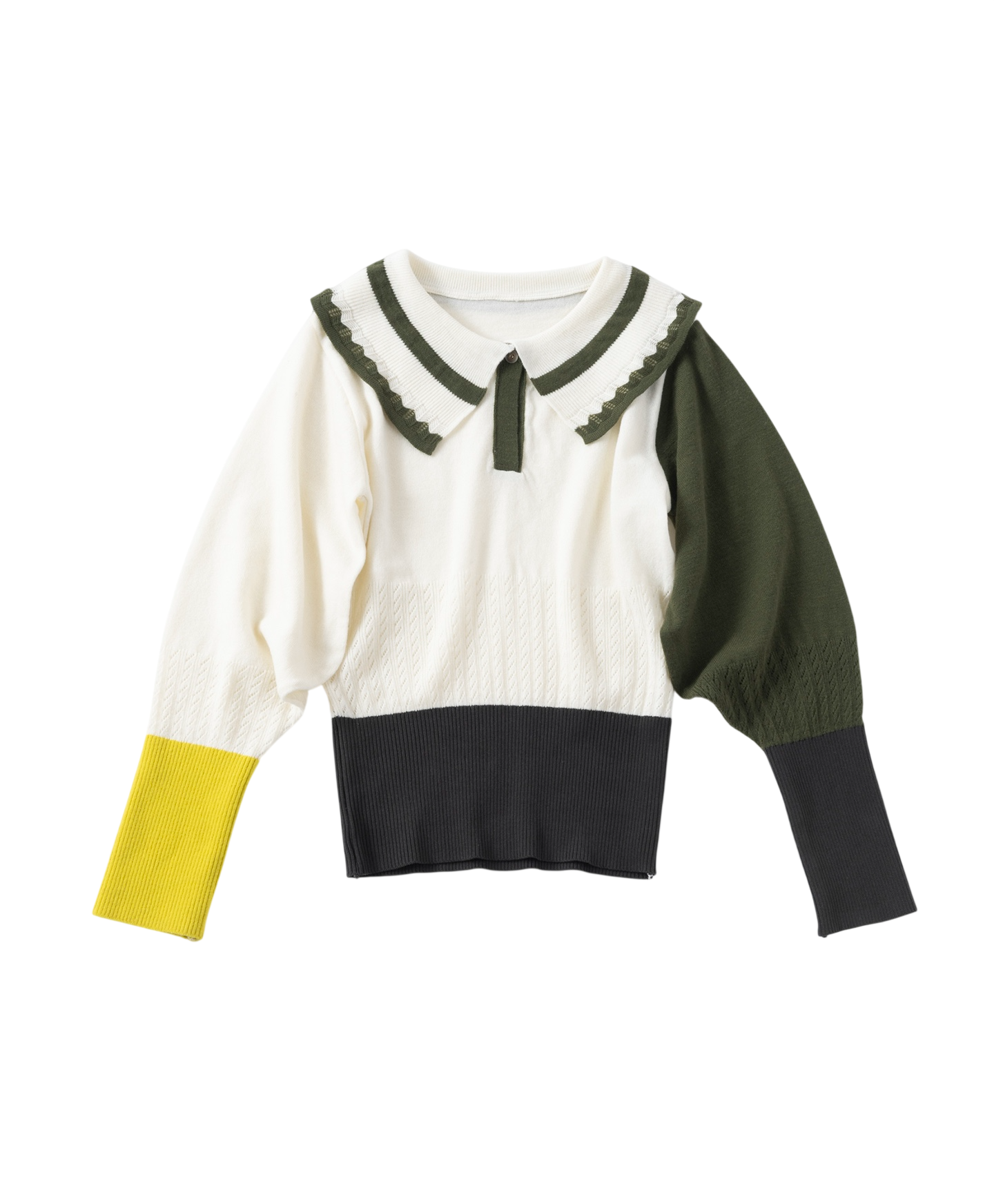 EYELET BIG-COLLAR KNIT