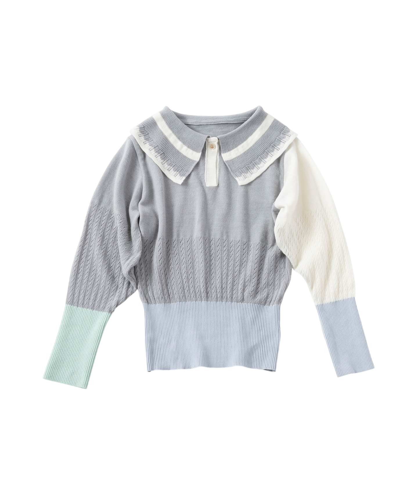 EYELET BIG-COLLAR KNIT