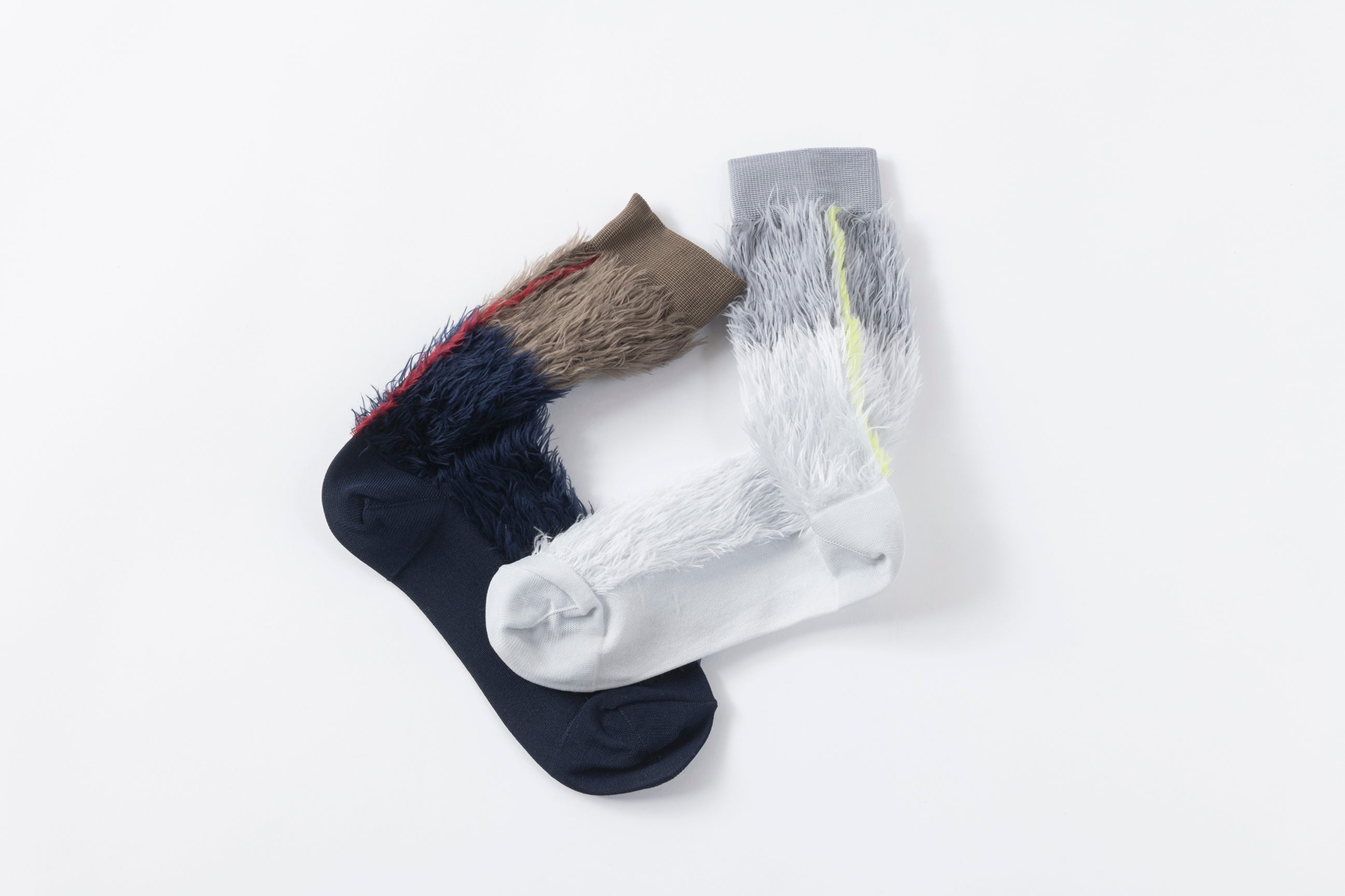 STRIPED FAUX FUR SOCKS