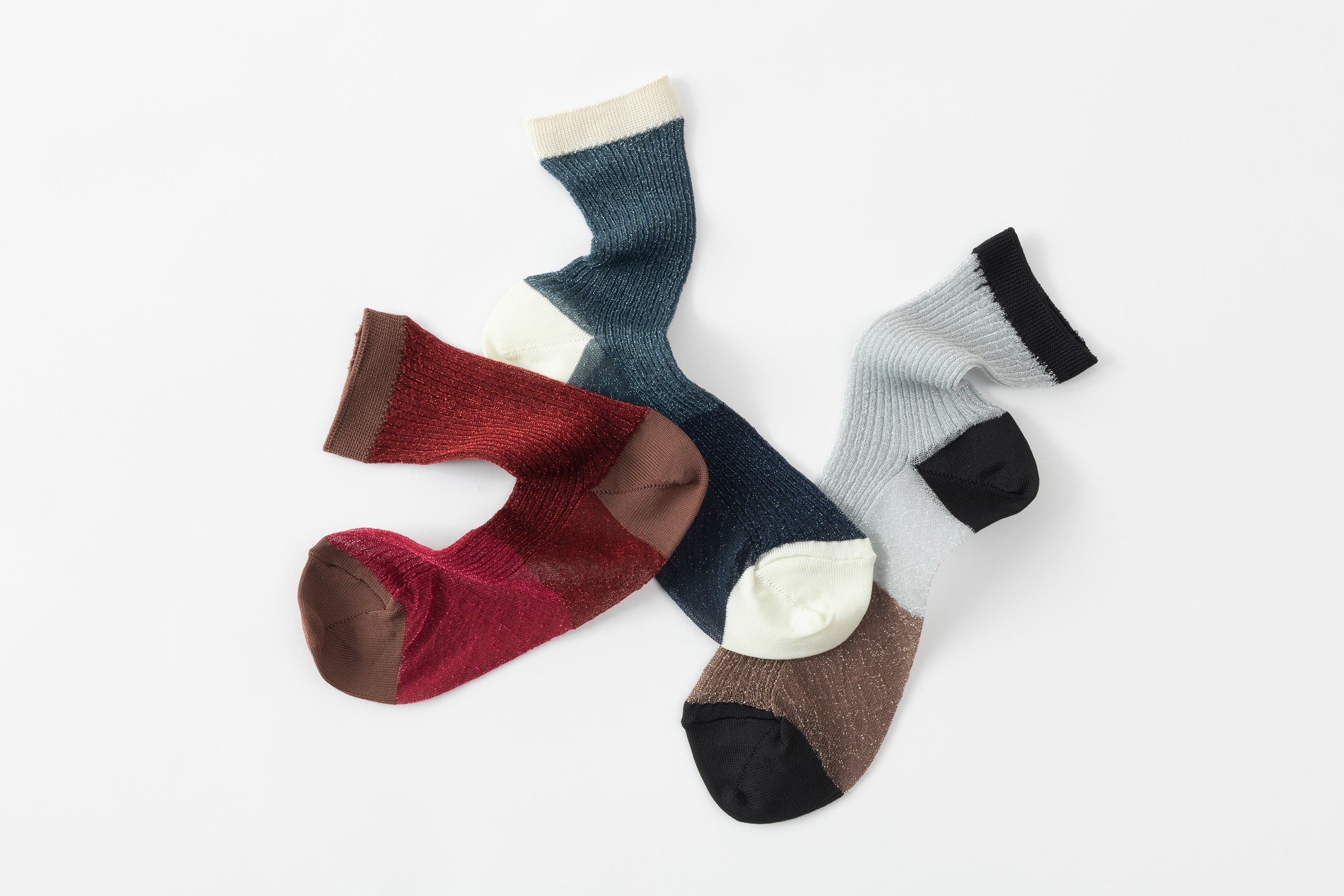 SHEER BICOLOR RIB SOCKS