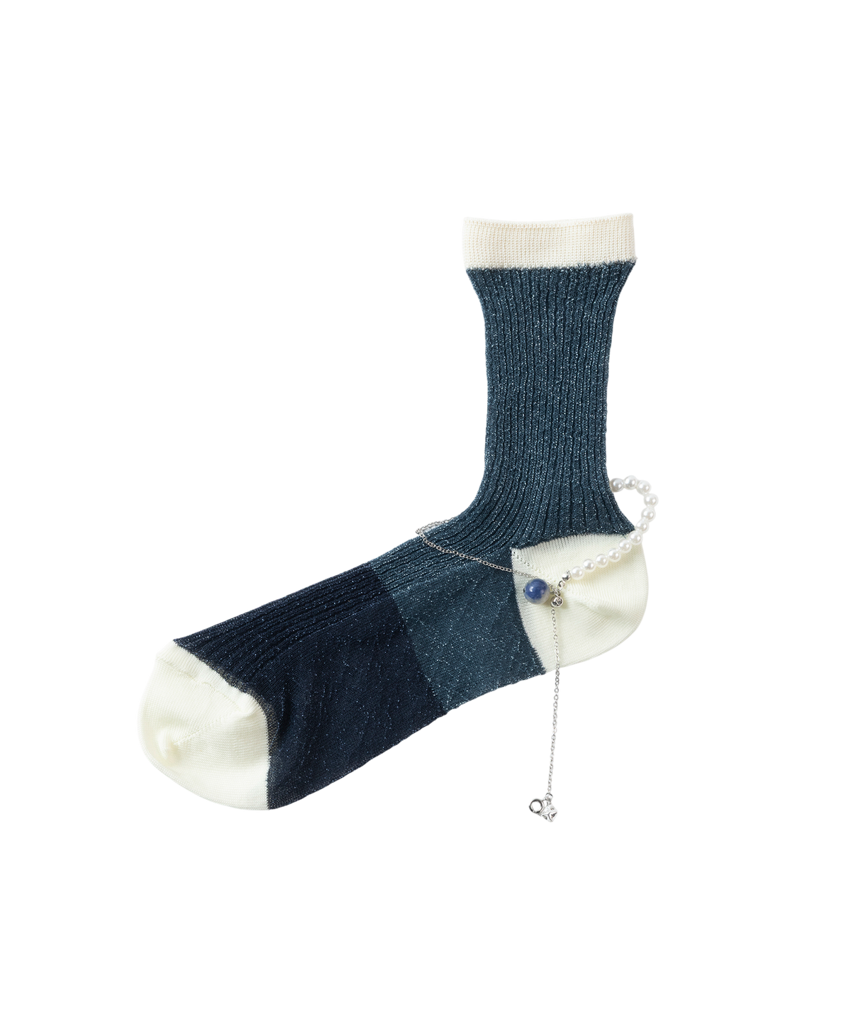 SHEER BICOLOR RIB SOCKS WITH ANKLET