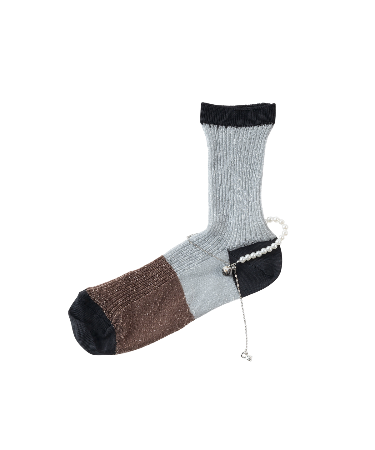 SHEER BICOLOR RIB SOCKS WITH ANKLET