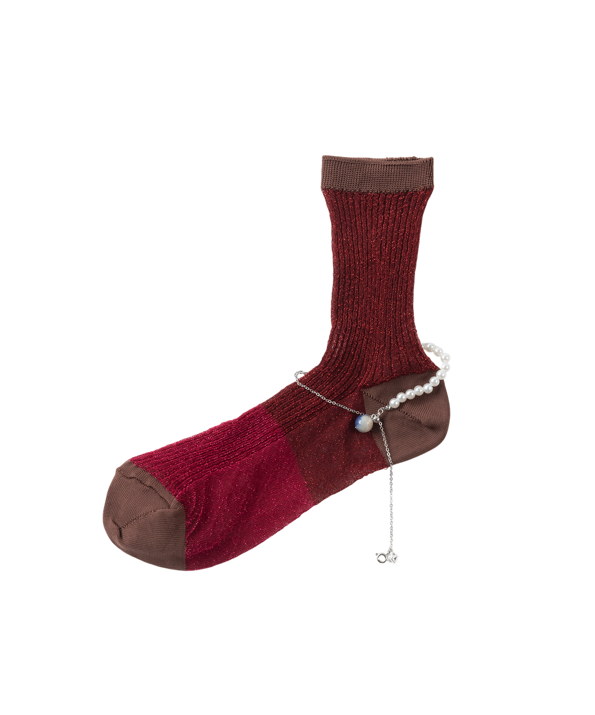 SHEER BICOLOR RIB SOCKS WITH ANKLET