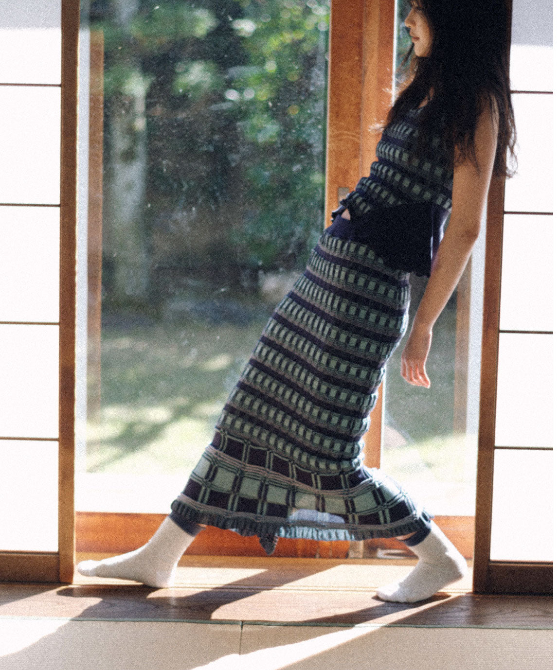 BUMPY CHECK KNIT TOPS