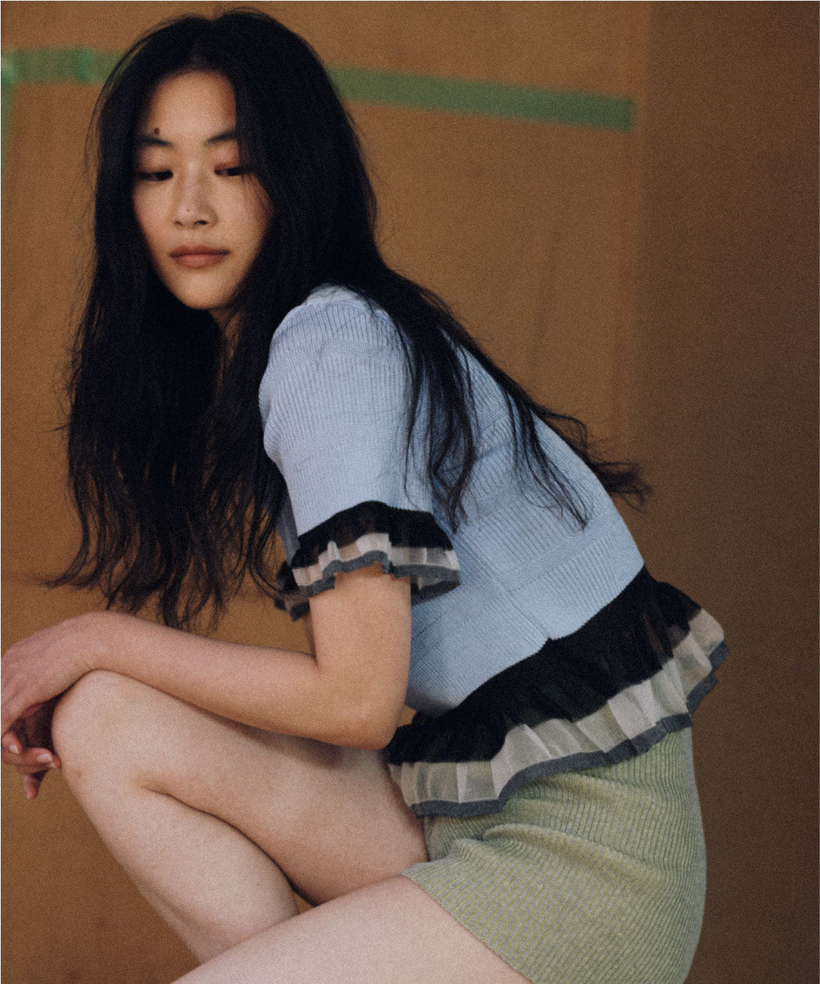 RIB FRILL KNIT WEAR