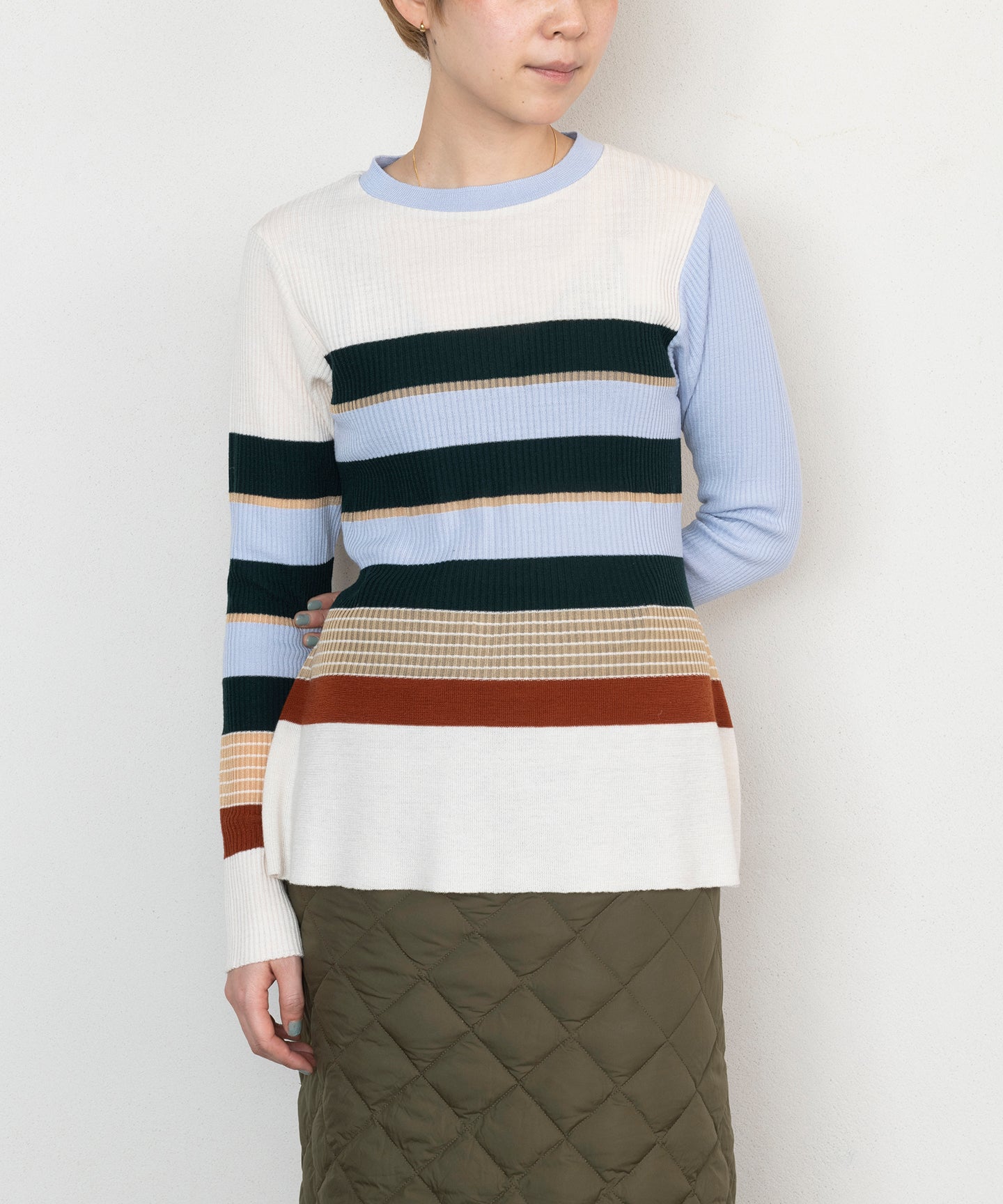 STRIPED RIB KNIT SWEATER