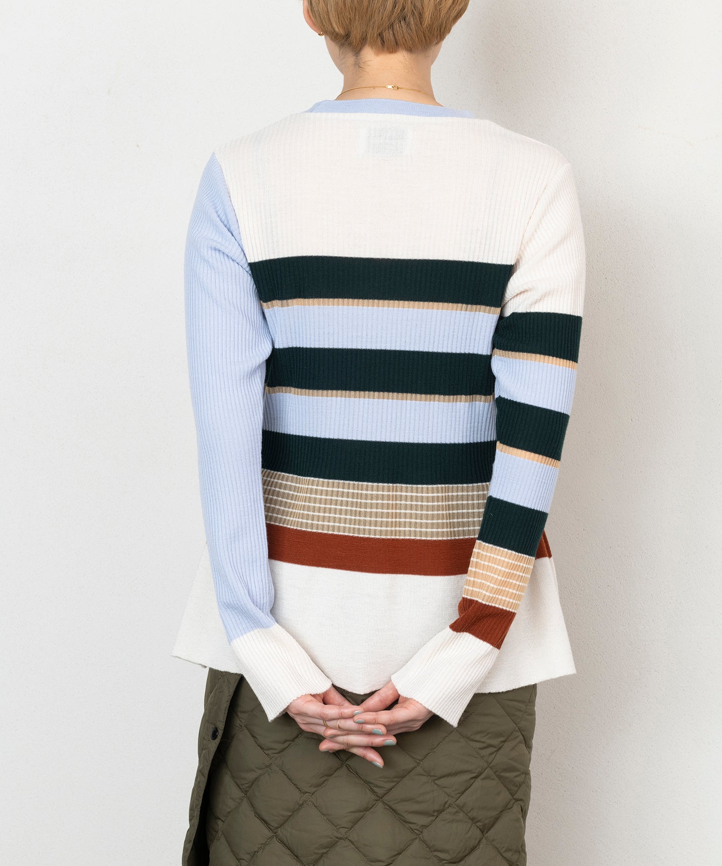 STRIPED RIB KNIT SWEATER
