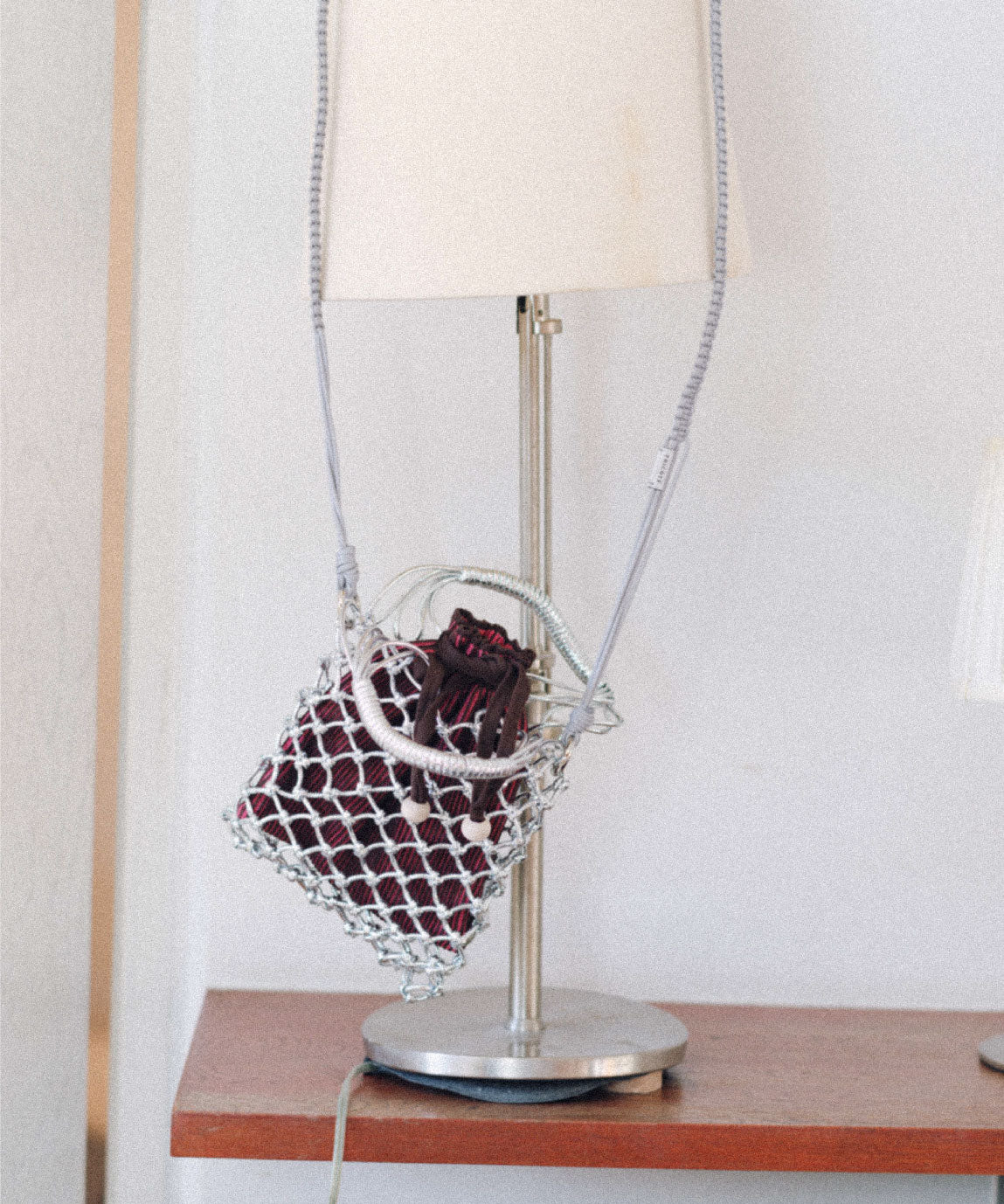 MACRAME SILVER SHOULDER BAG with pouch