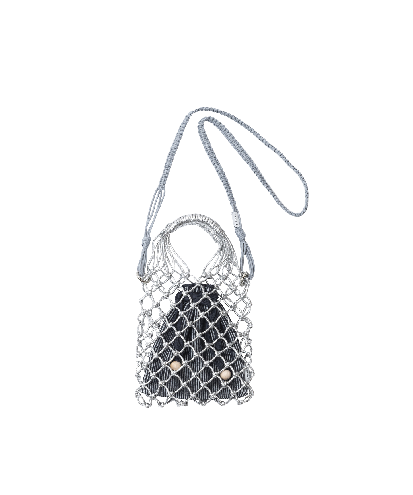 MACRAME SILVER SHOULDER BAG with pouch
