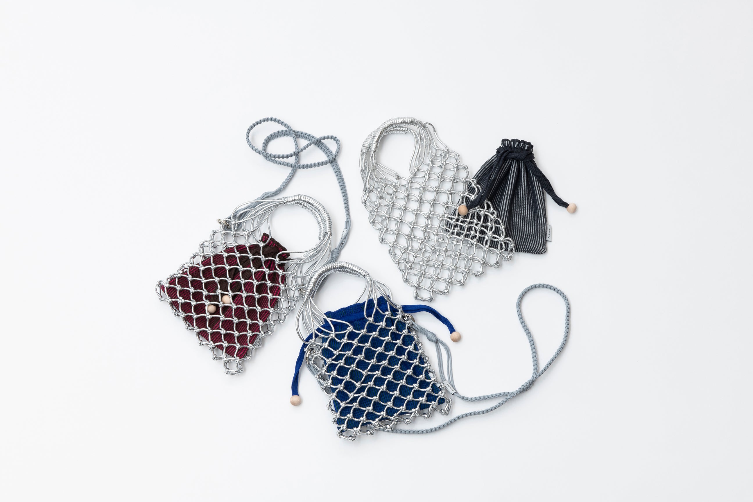 MACRAME SILVER SHOULDER BAG with pouch