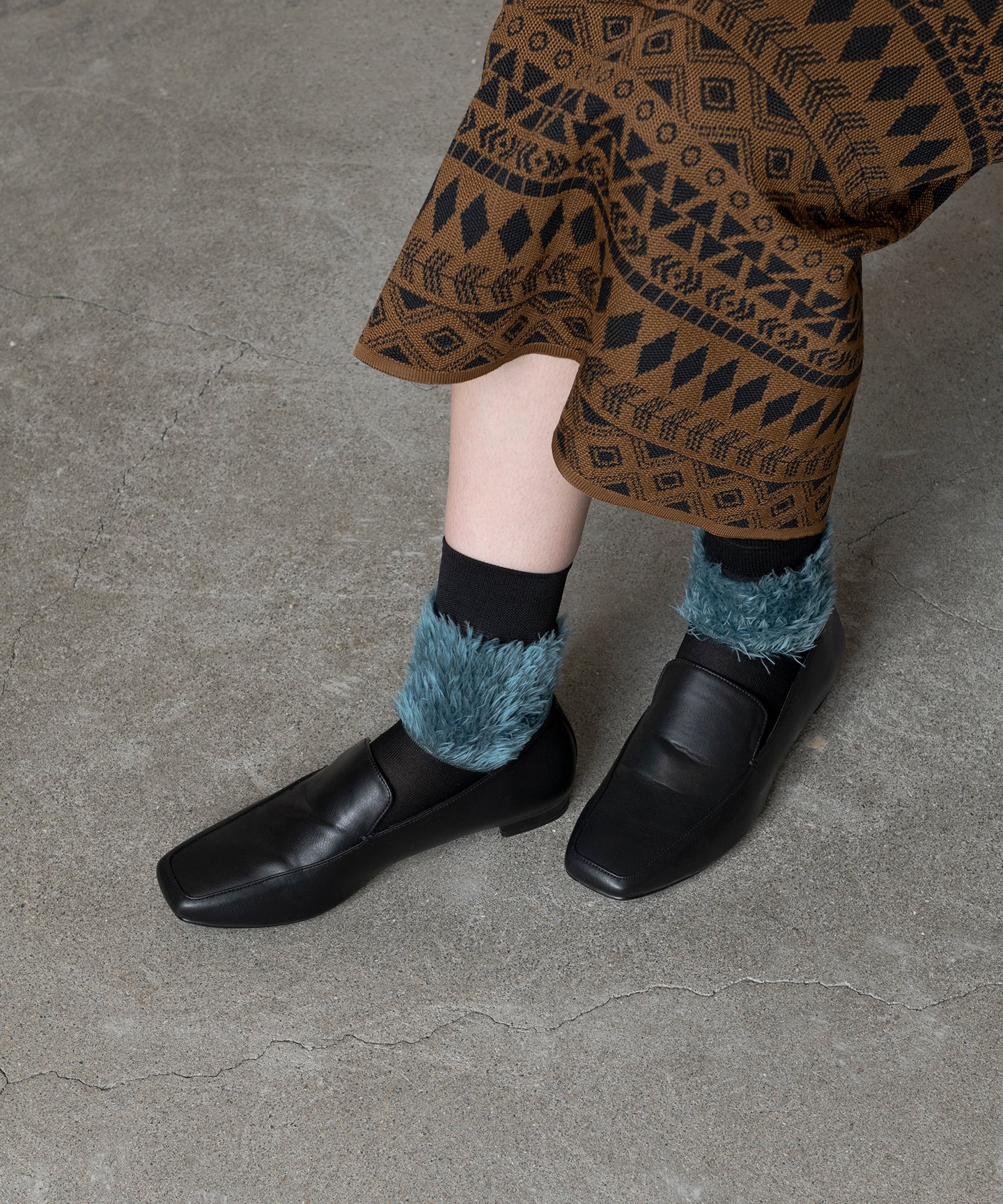 MELANGE FAKE FUR SOCKS