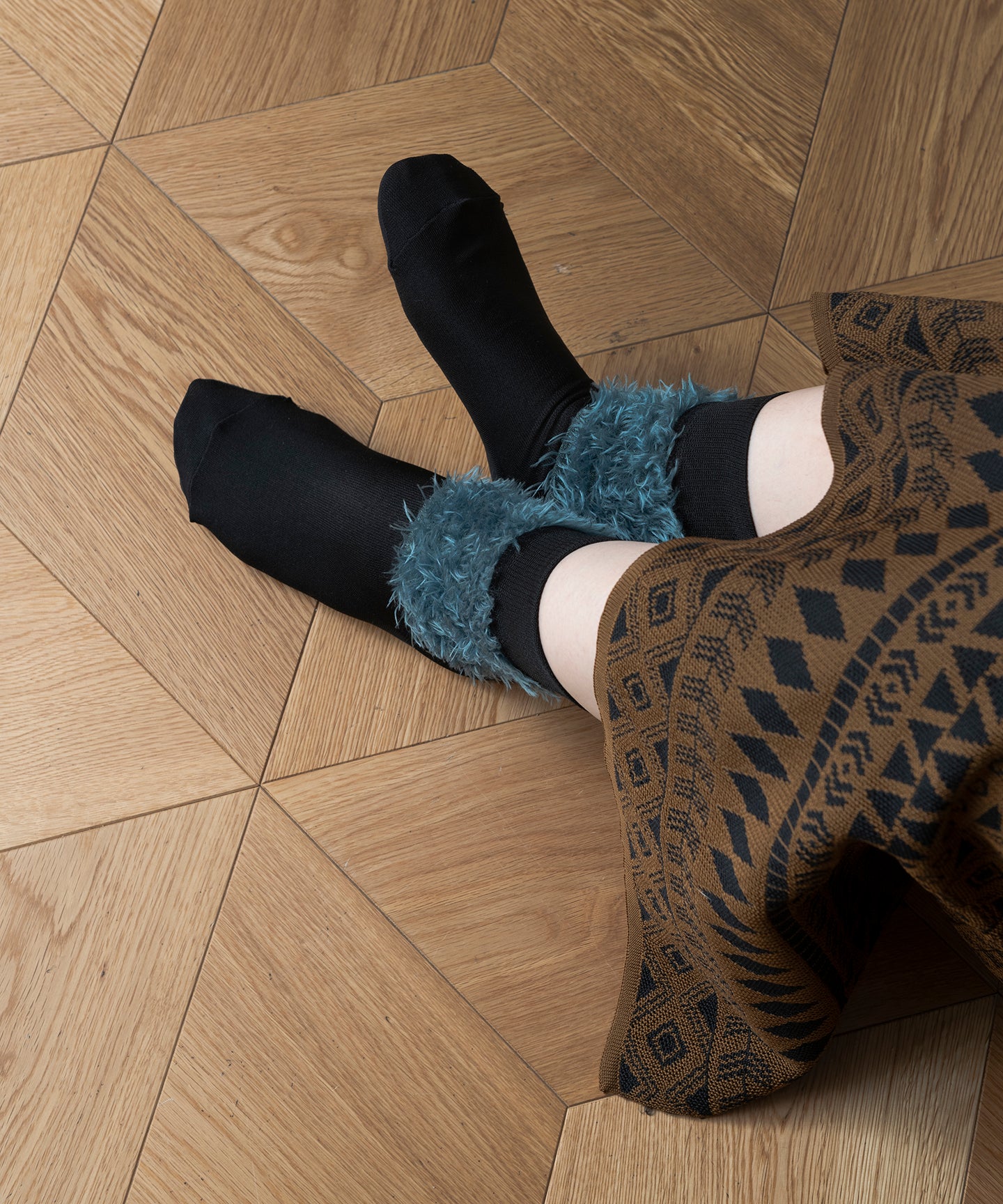 MELANGE FAKE FUR SOCKS