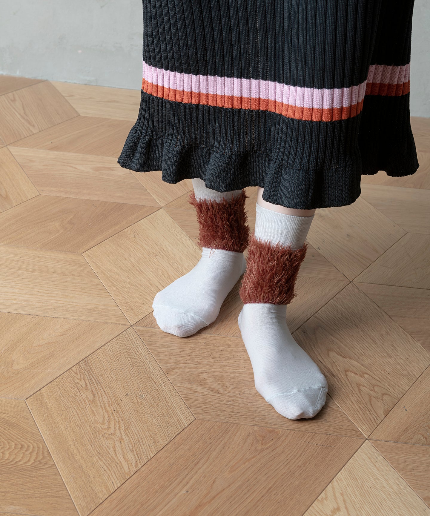 MELANGE FAKE FUR SOCKS
