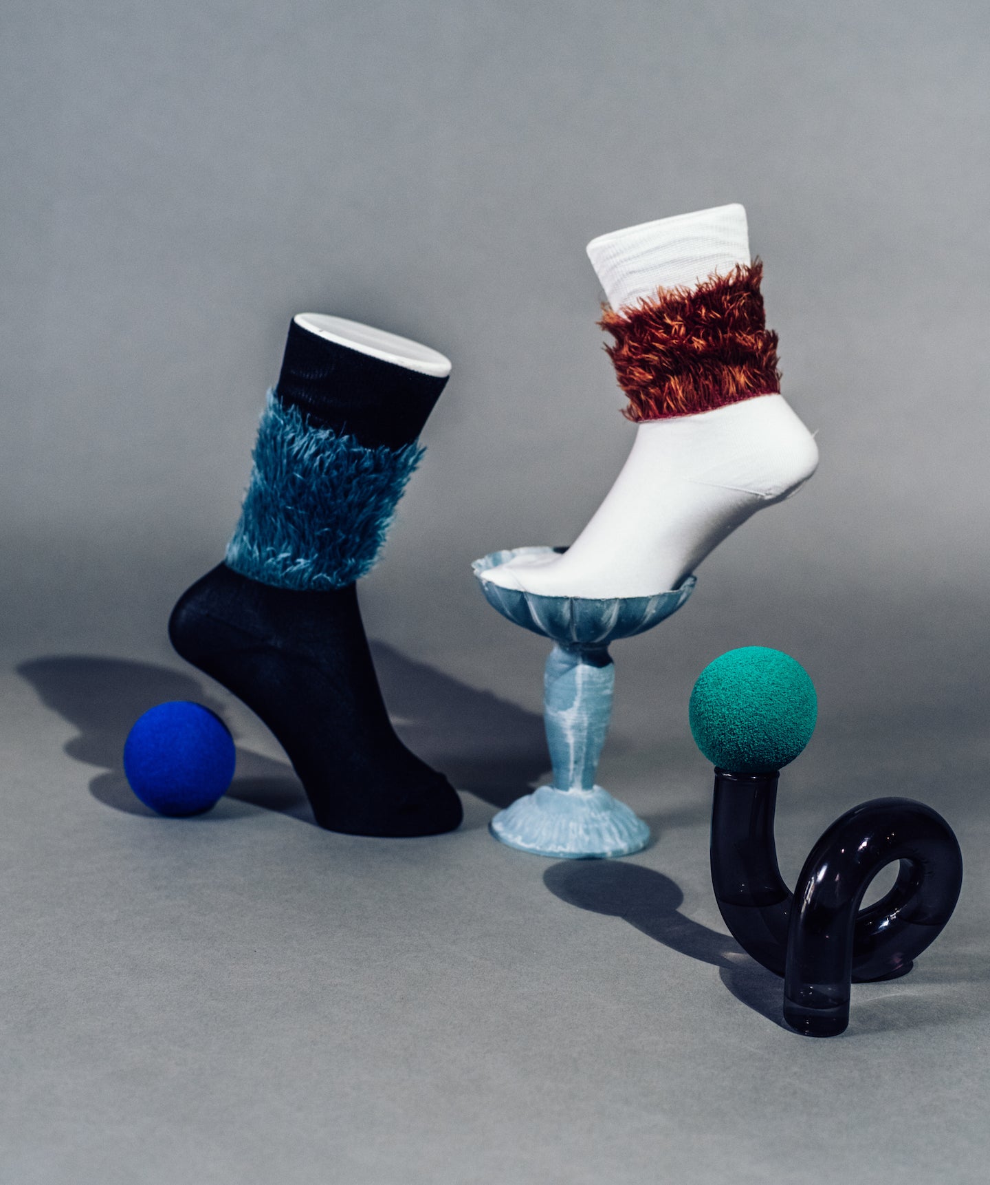 MELANGE FAKE FUR SOCKS