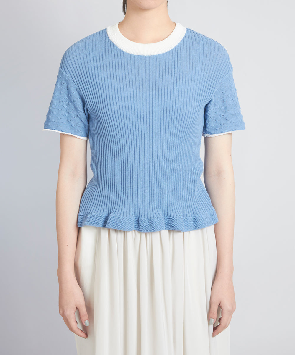 KNIT RIB T-SHIRT