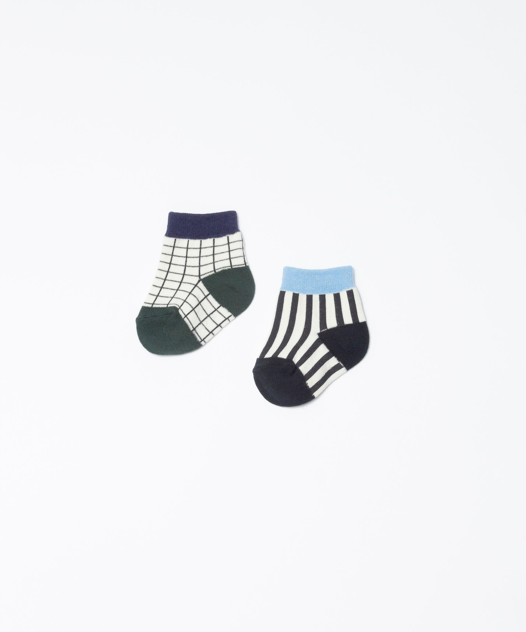 CHECK STRIPE SOCKS SET OF 2 (BABY)