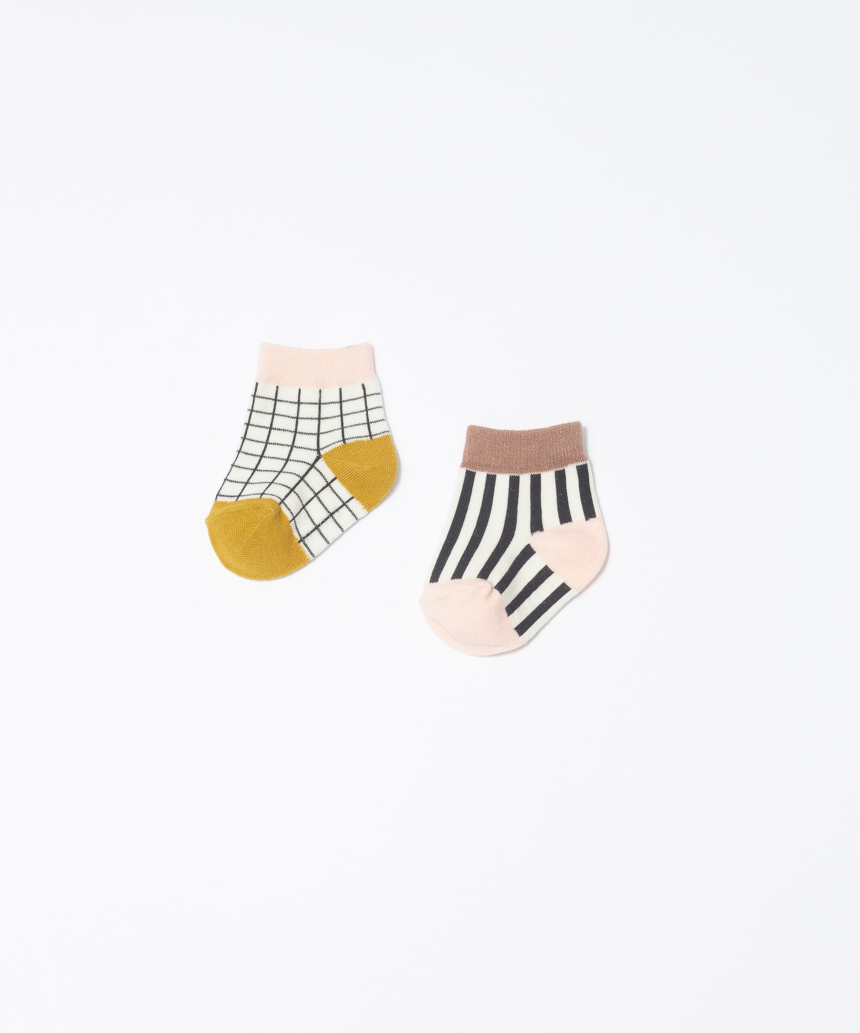 CHECK STRIPE SOCKS SET OF 2 (BABY)