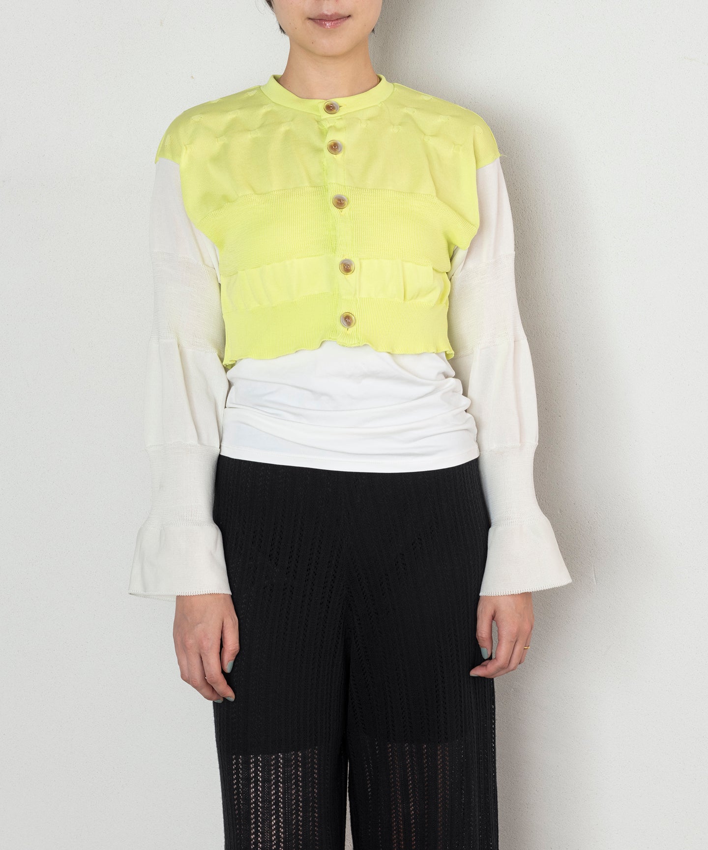 【L'Appartement】BICOLOR CARDIGAN BICOLOR SHORT LENGTH CARDIGAN