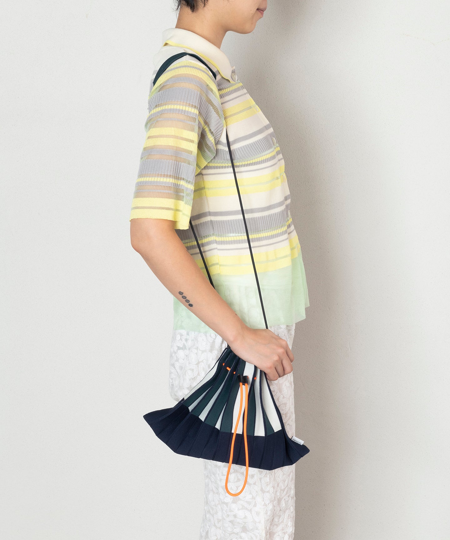 STRIPED PLEATS MINI BAG