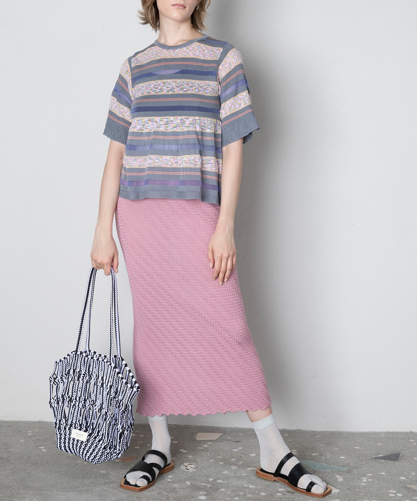 KNIT STRIPE TUNIC TOPS