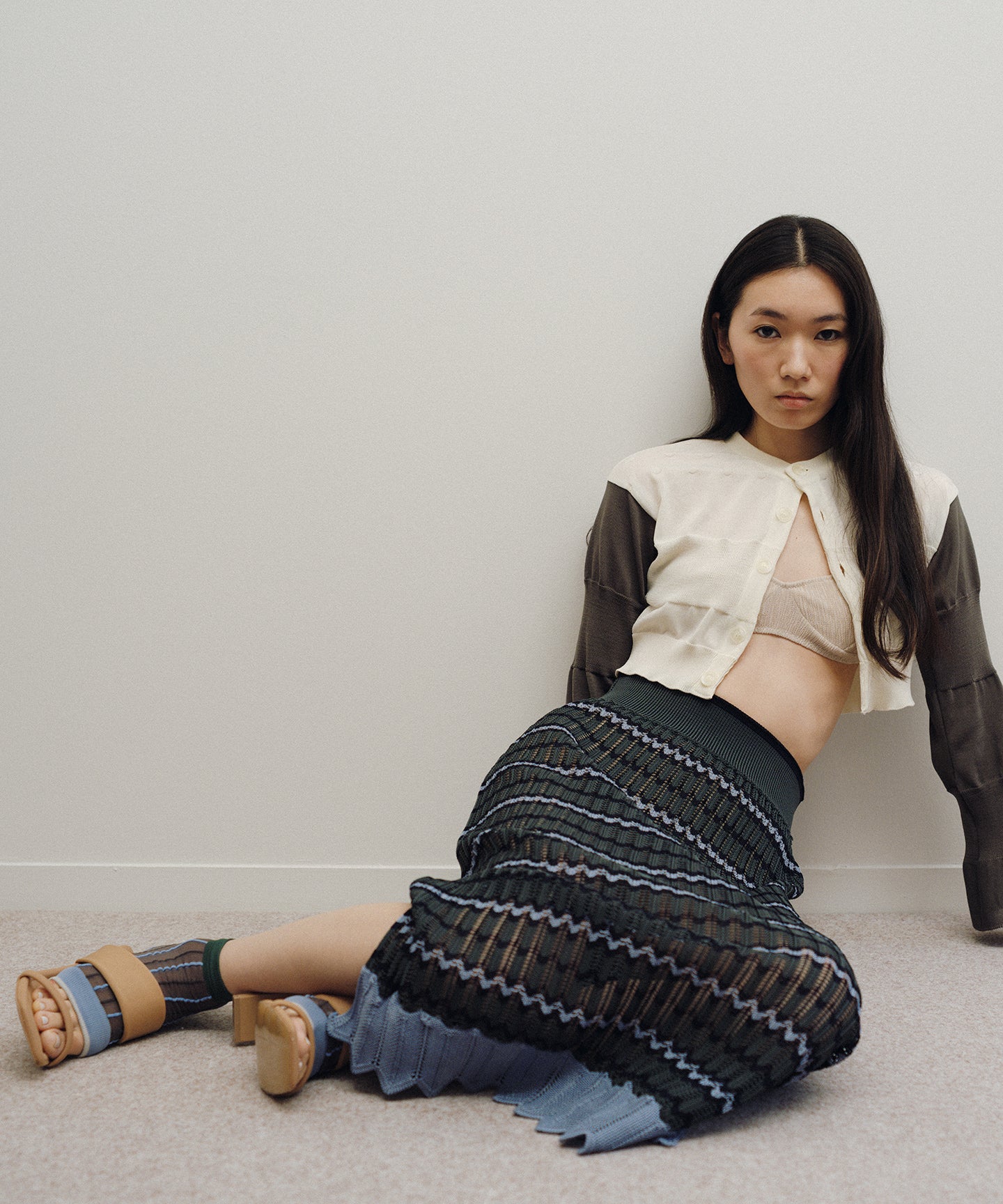 BICOLOR SHORT LENGTH CARDIGAN