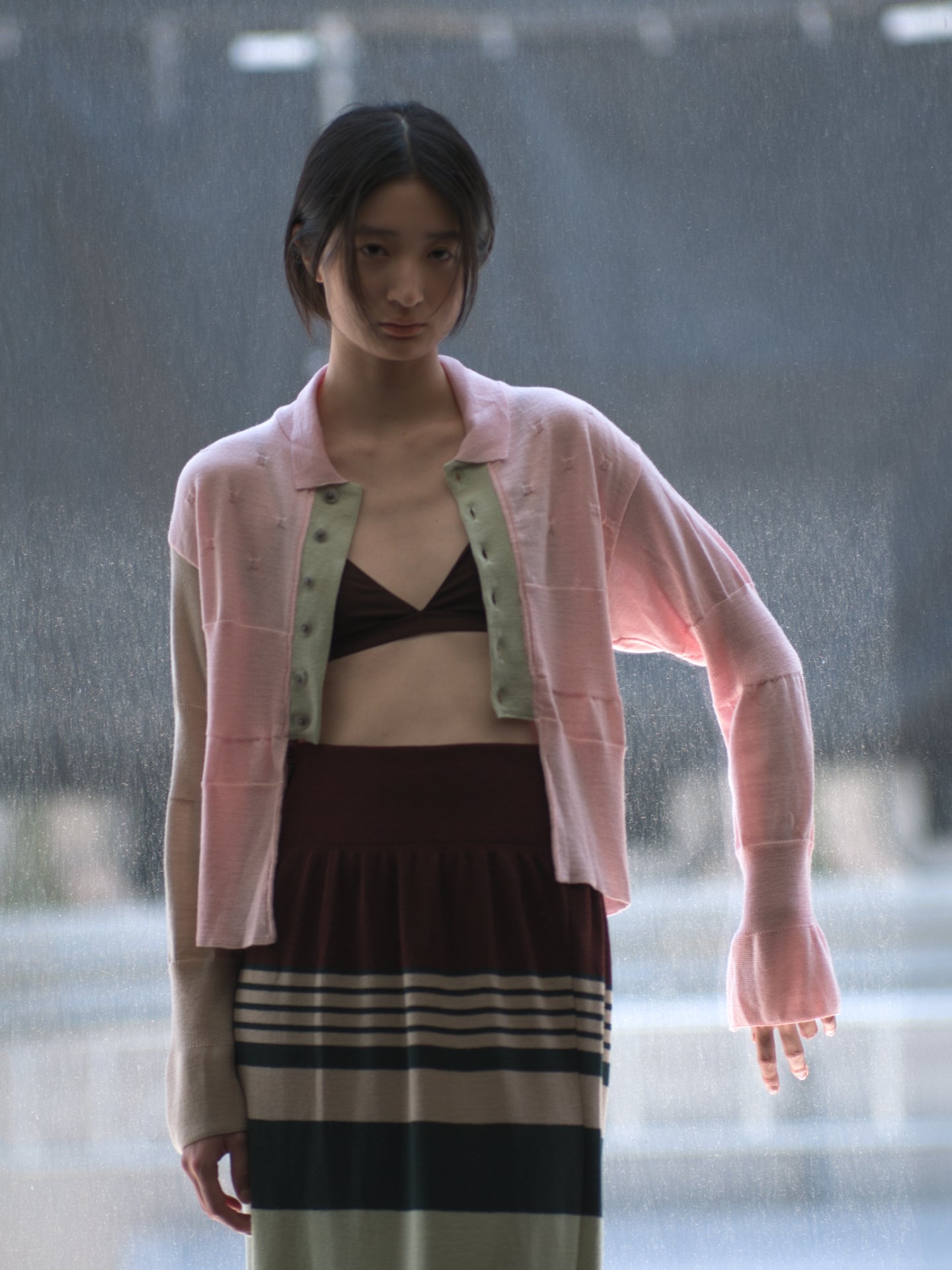 STRIPED KNIT SKIRT