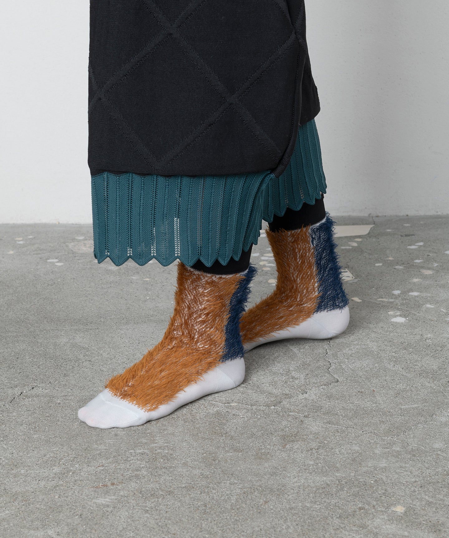 BICOLOR FUR SOCKS
