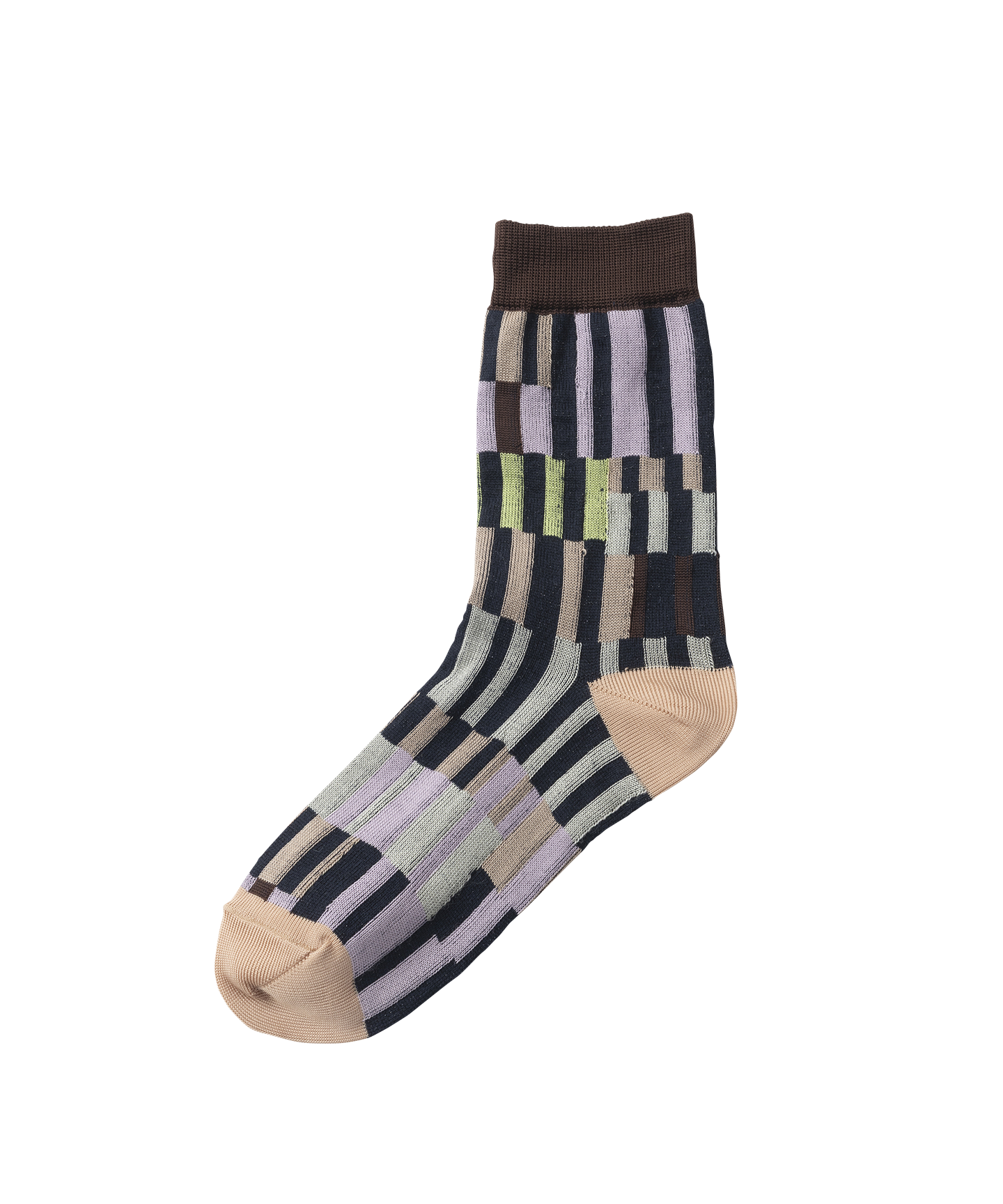 RANDOM PLAID PATTERN PATCH SOCKS