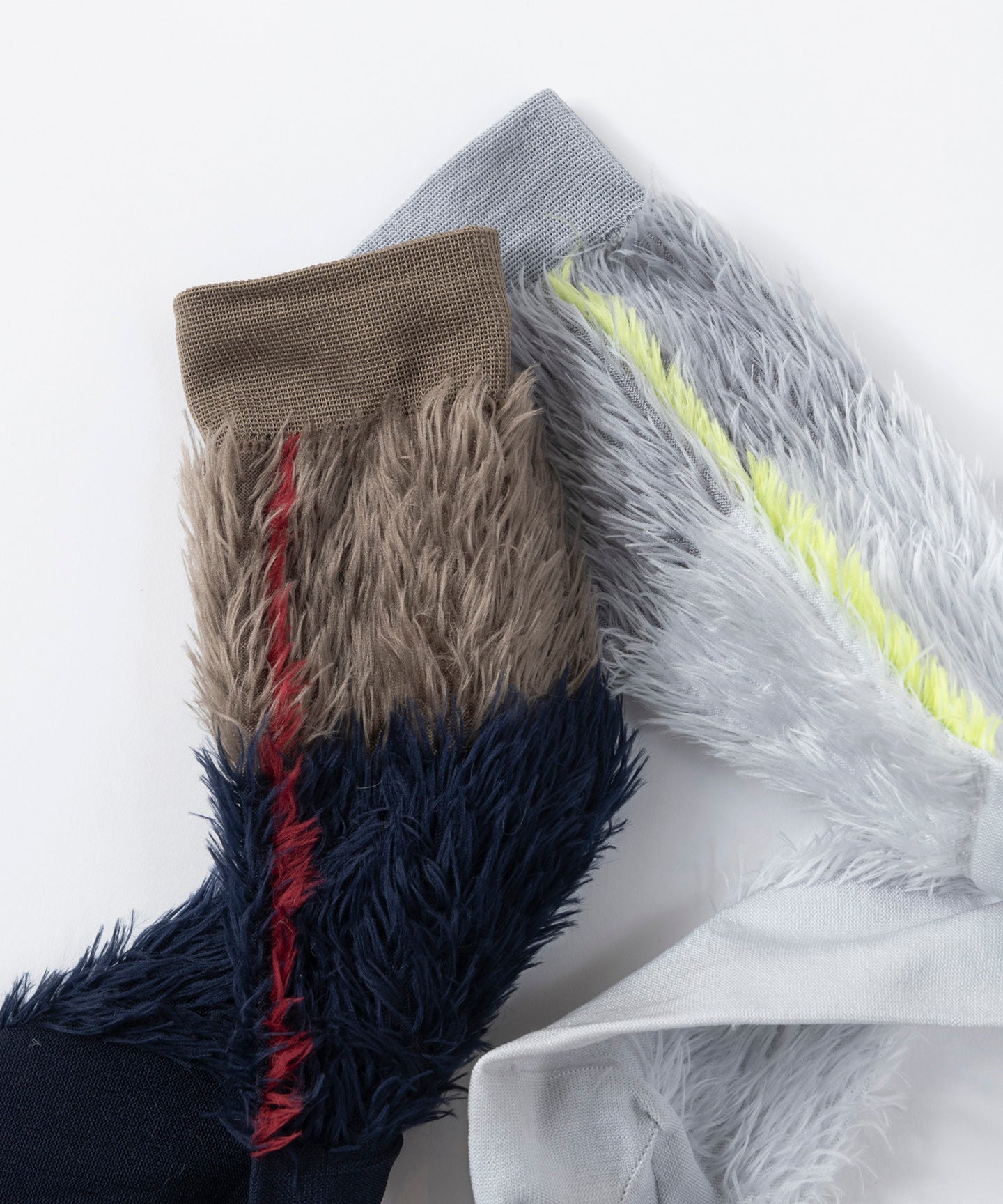 STRIPED FAUX FUR SOCKS