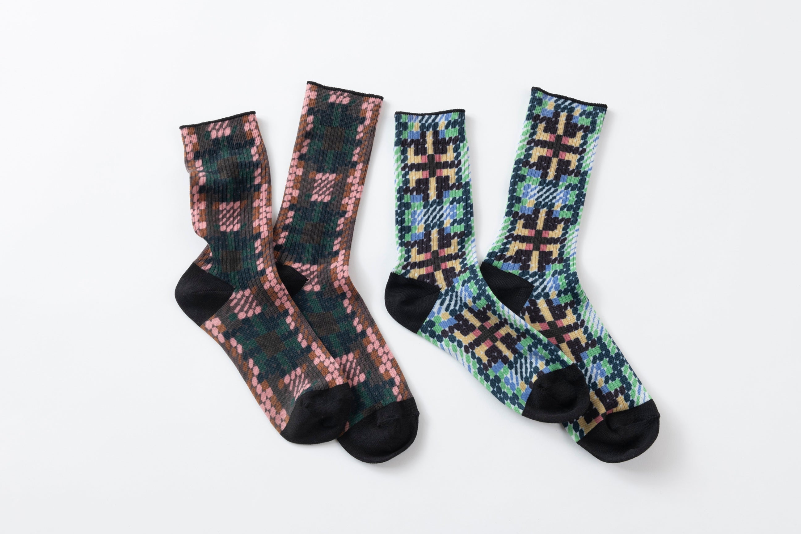 BLURRED CHECK PRINT SOCKS