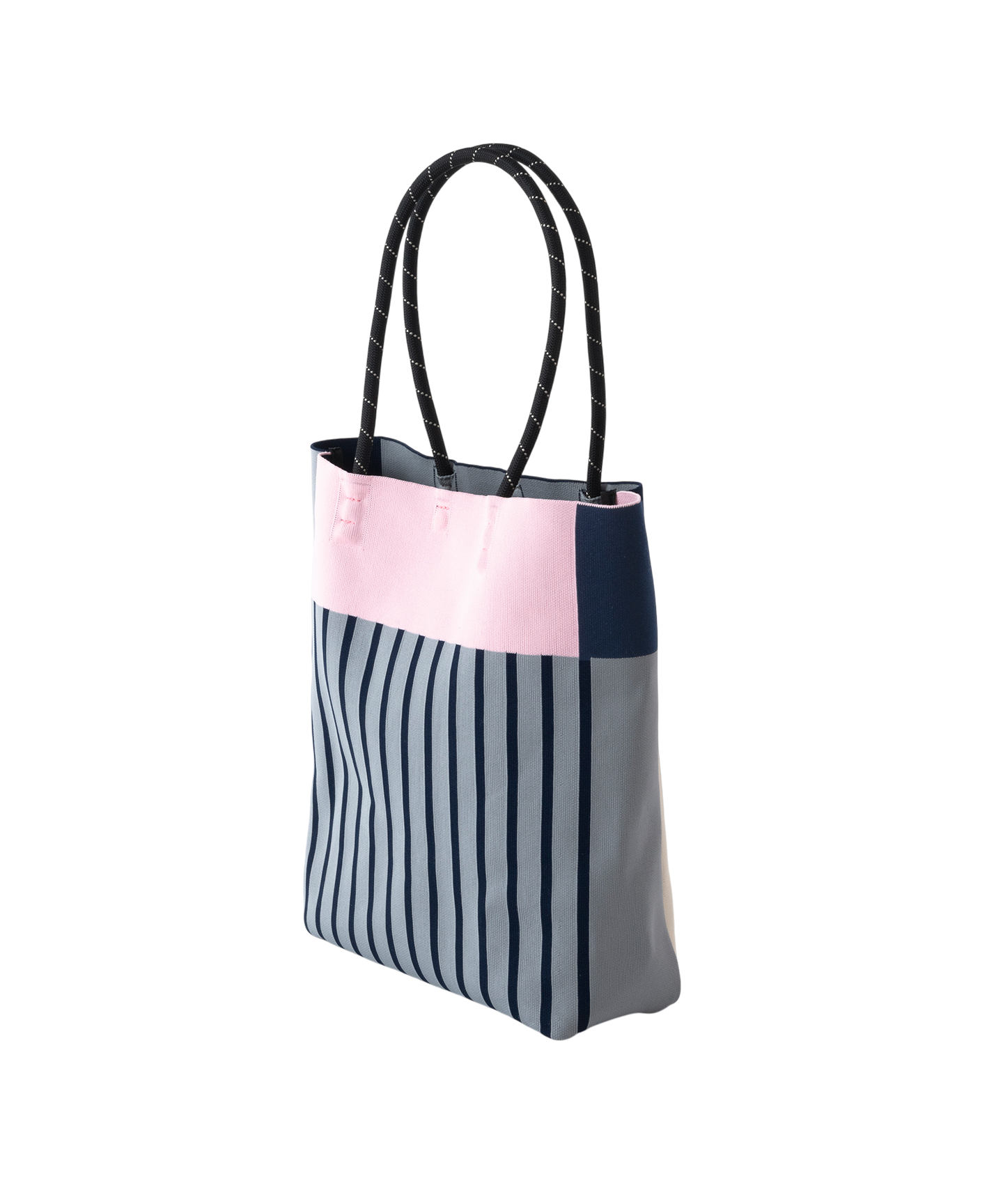 STRIPED KNIT TOTE BAG