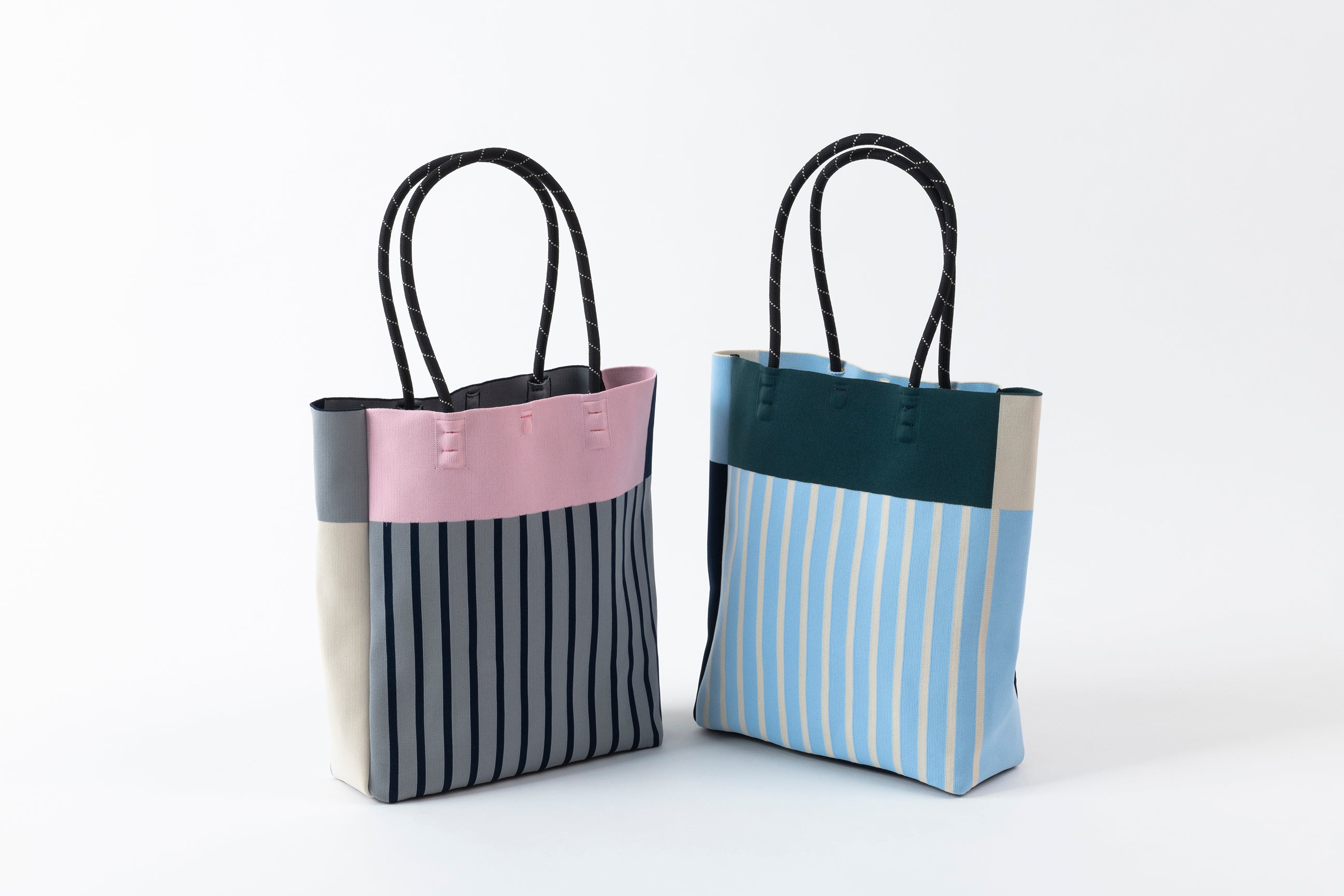 STRIPED KNIT TOTE BAG