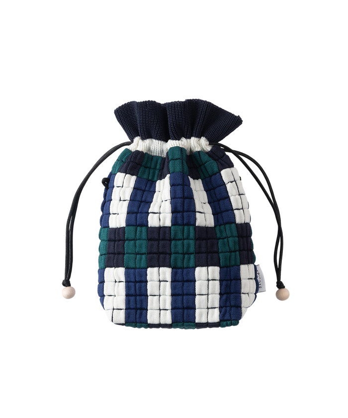 PIXEL POUCH BAG "CHECK" NAVY