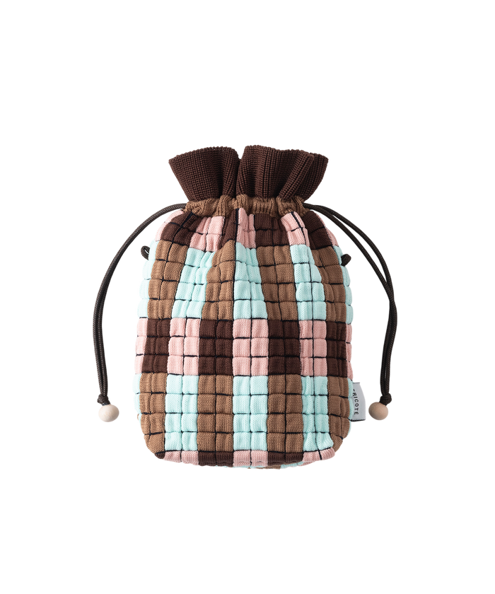 PIXEL POUCH BAG "CHECK" D.BROWN