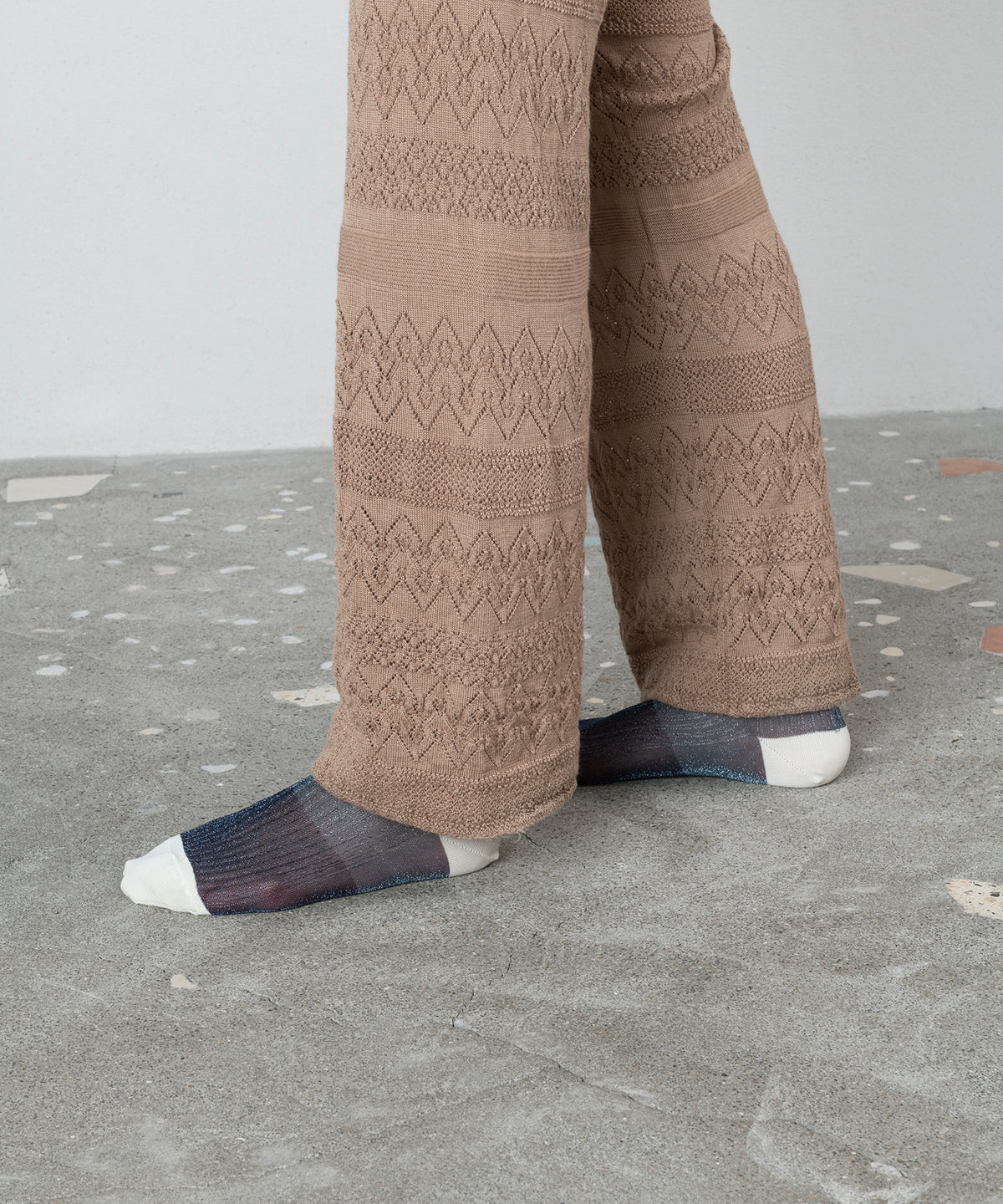 SHEER BICOLOR RIB SOCKS WITH ANKLET