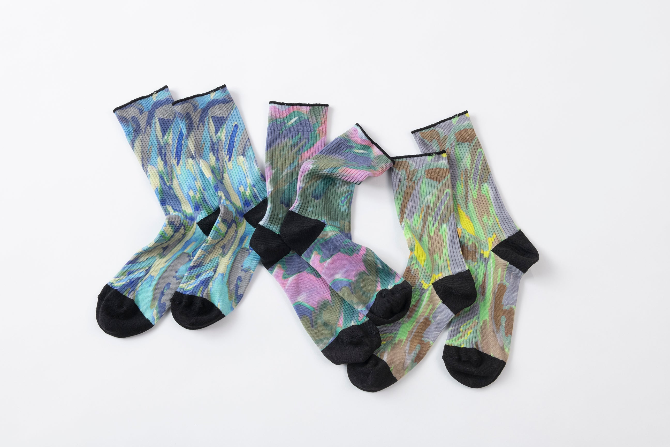 no.053 マーブルと蝶々結び　一点物 MARBLE PATTERN SOCKS
