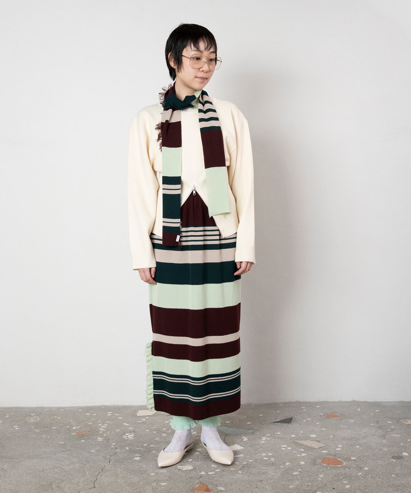 STRIPED KNIT SCARF