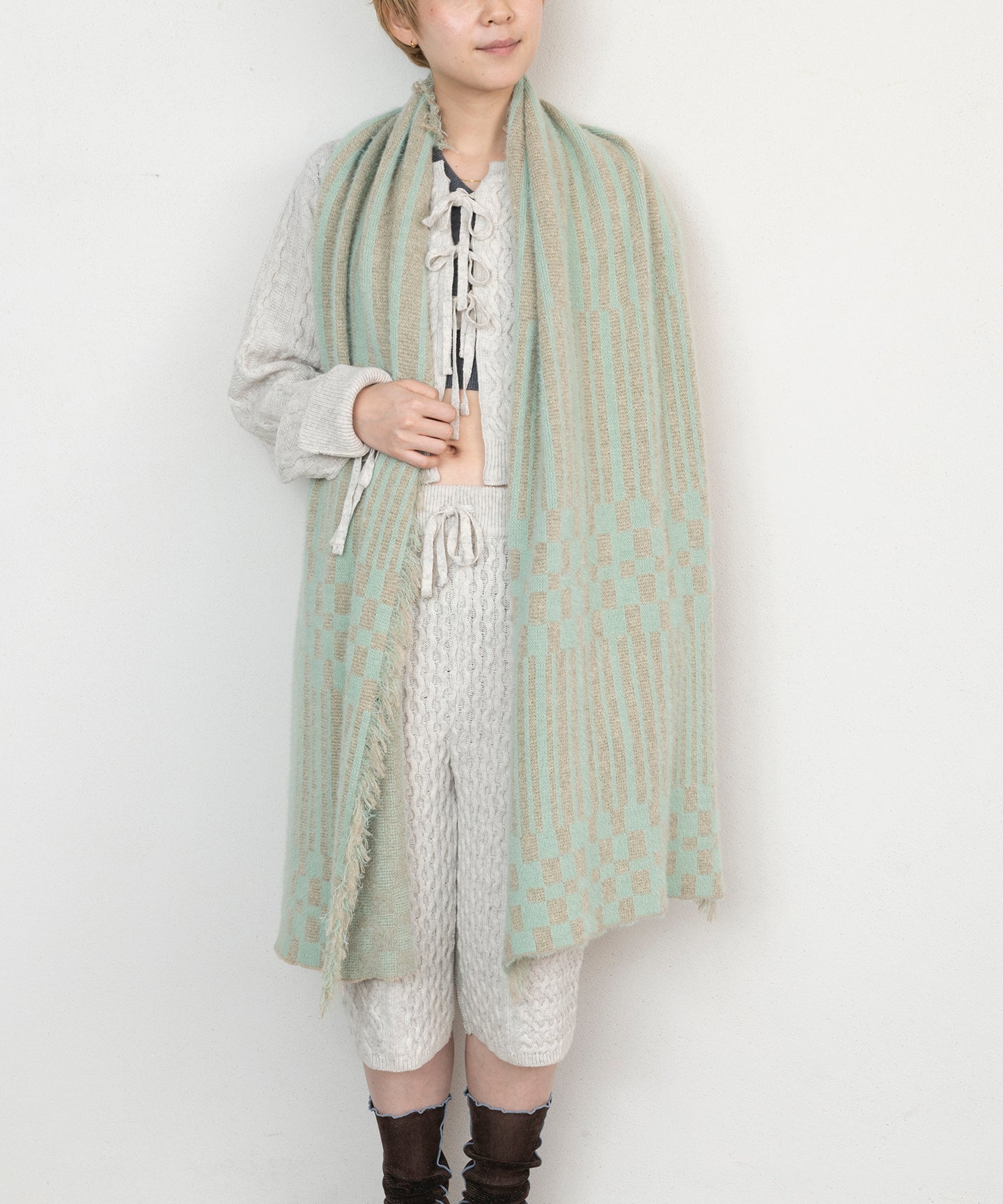 PLAID STRIPE SCARF