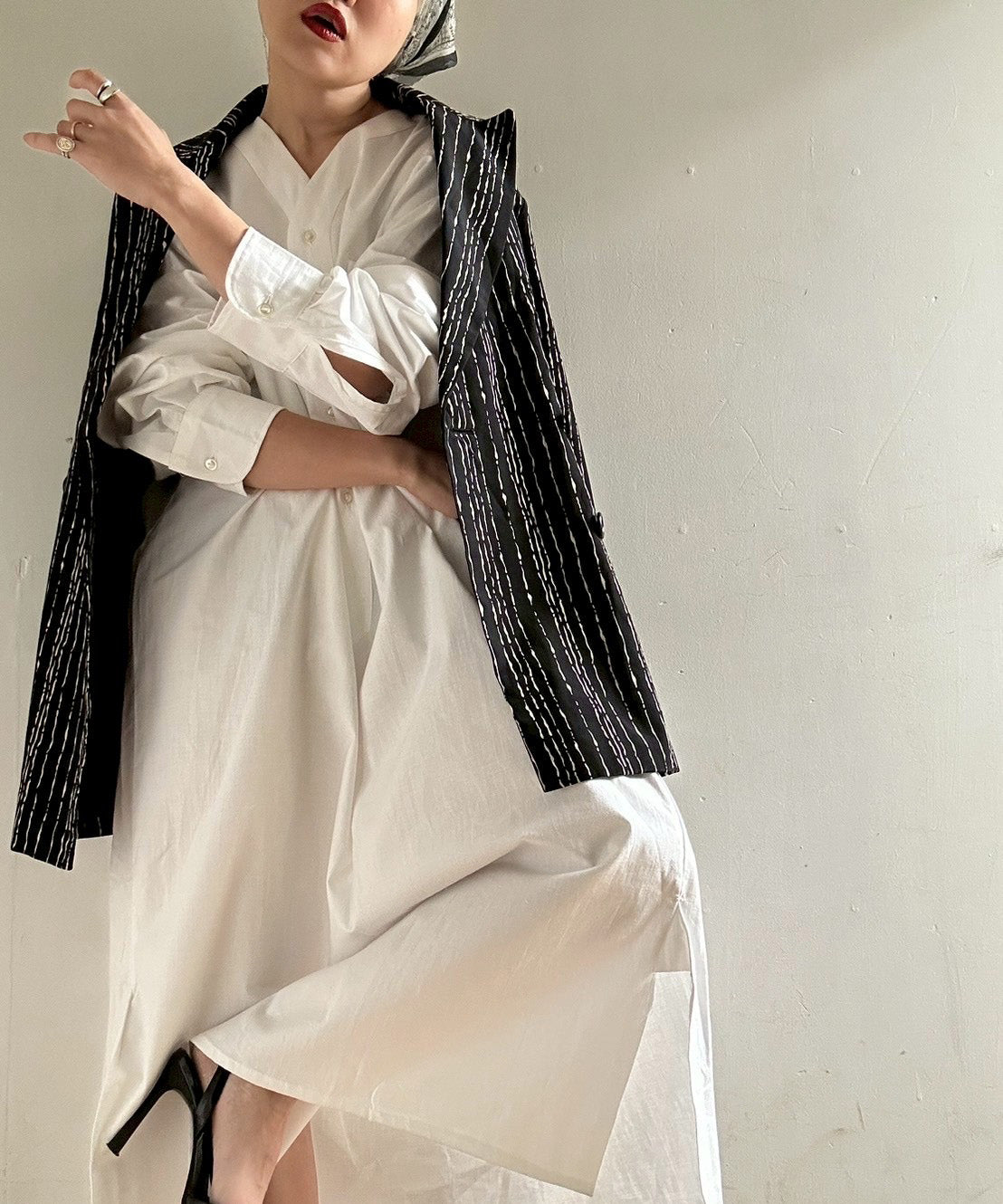 [minoi × TRICOTÉ]<br>VINTAGE COTTON SHIRT ONEPIECE