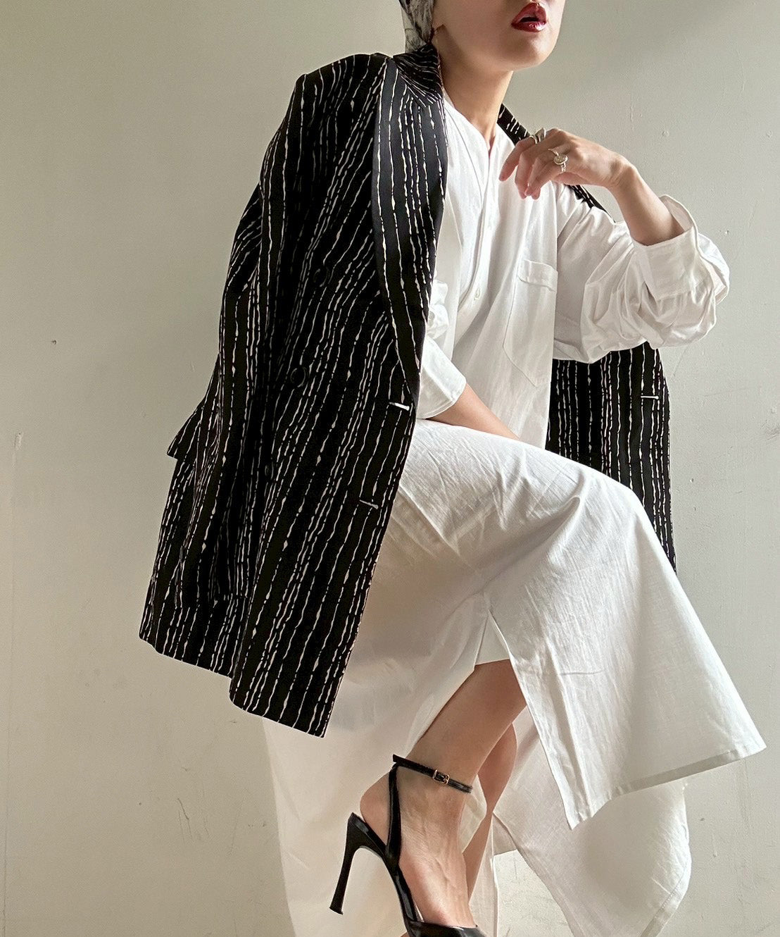 [minoi × TRICOTÉ]<br>VINTAGE SATIN STRIPE JACKET