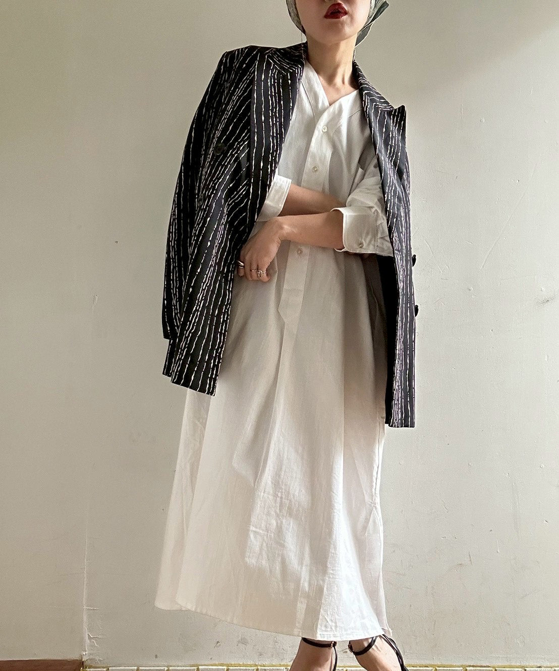 [minoi × TRICOTÉ]<br>VINTAGE SATIN STRIPE JACKET