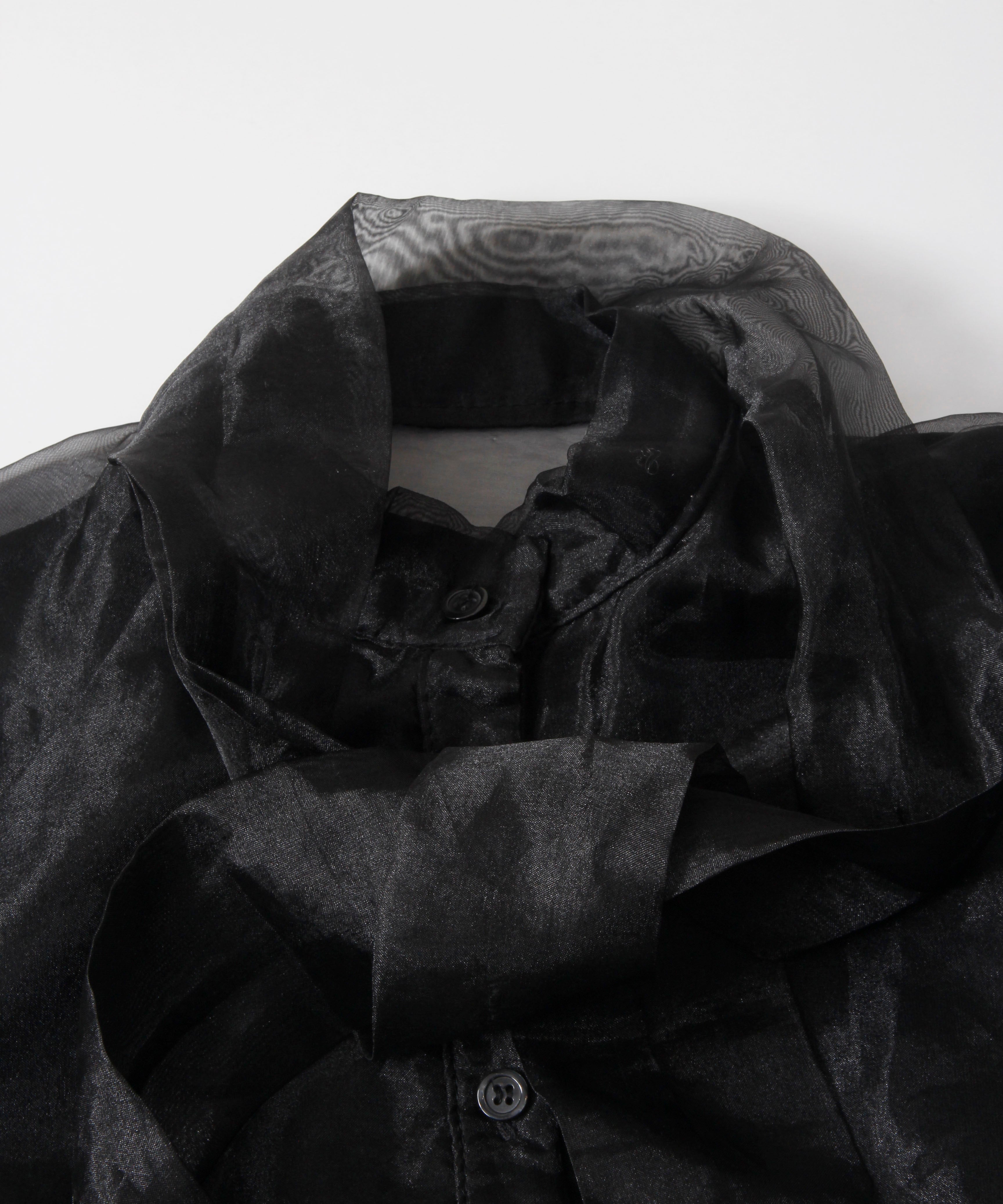 [minoi × TRICOTÉ]<br>VINTAGE ORGANDIE TIE BLOUSE