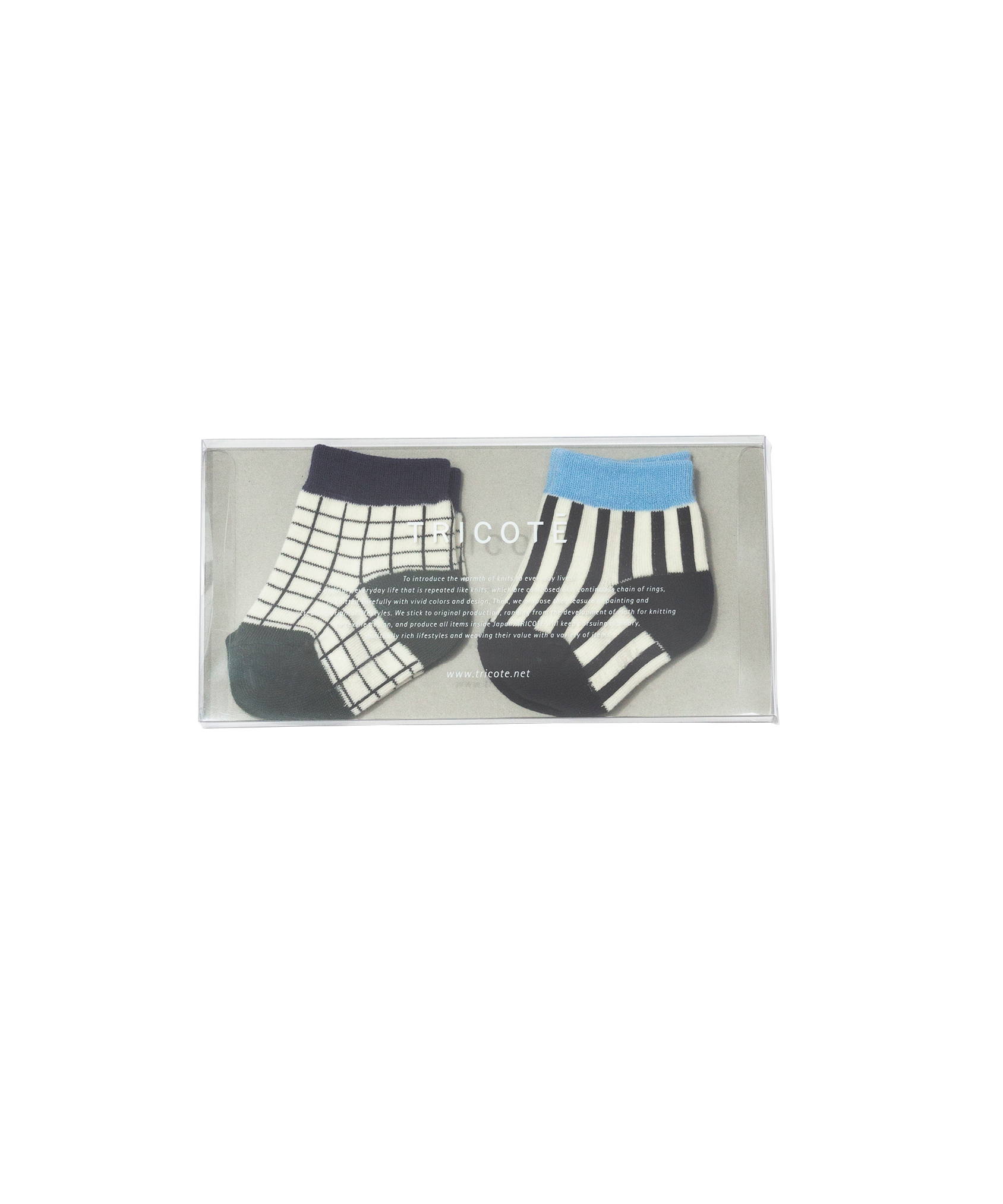 CHECK STRIPE SOCKS SET OF 2 (BABY)